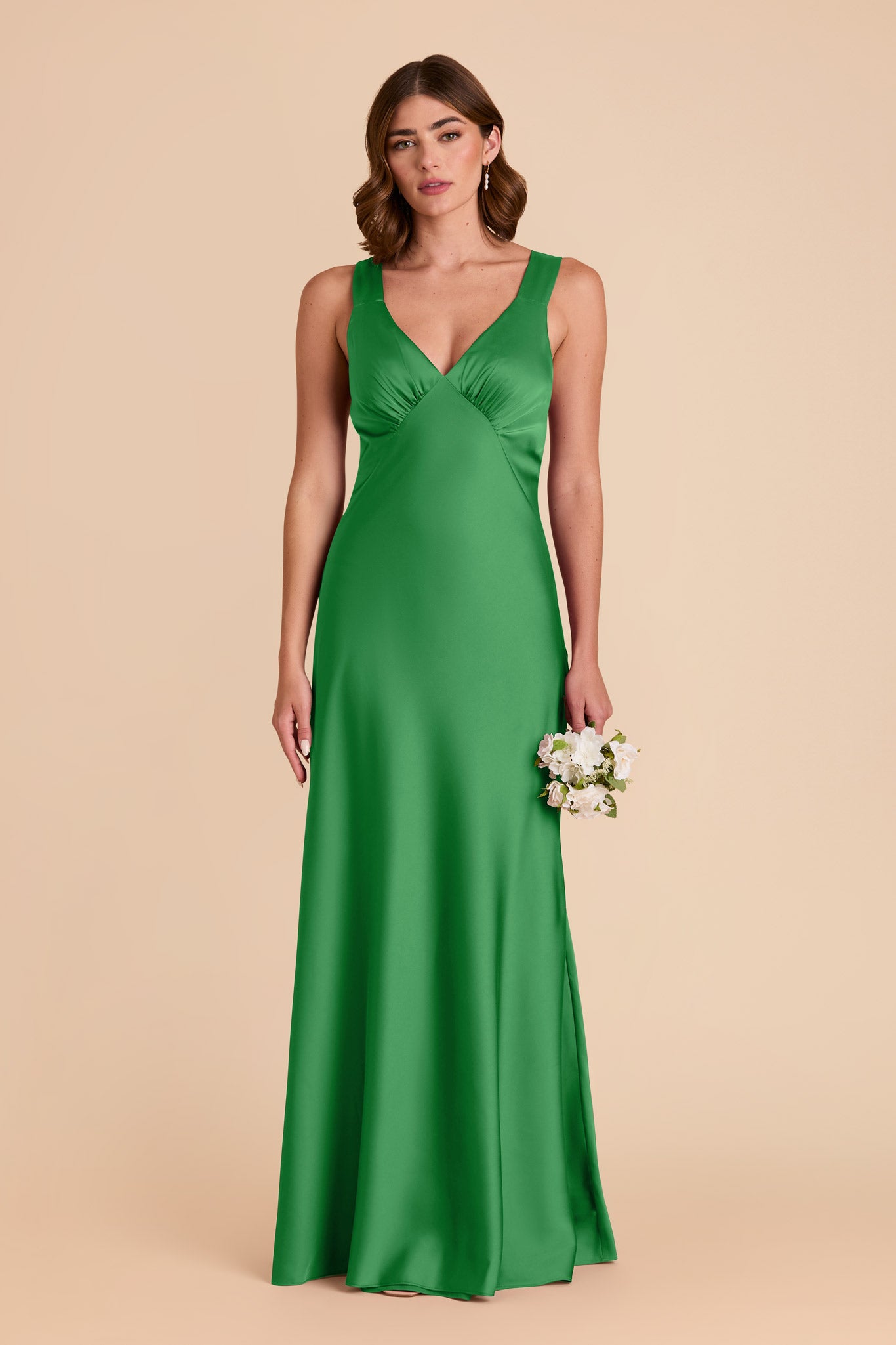 Kelly Green Veronica Matte Satin Dress by Birdy Grey