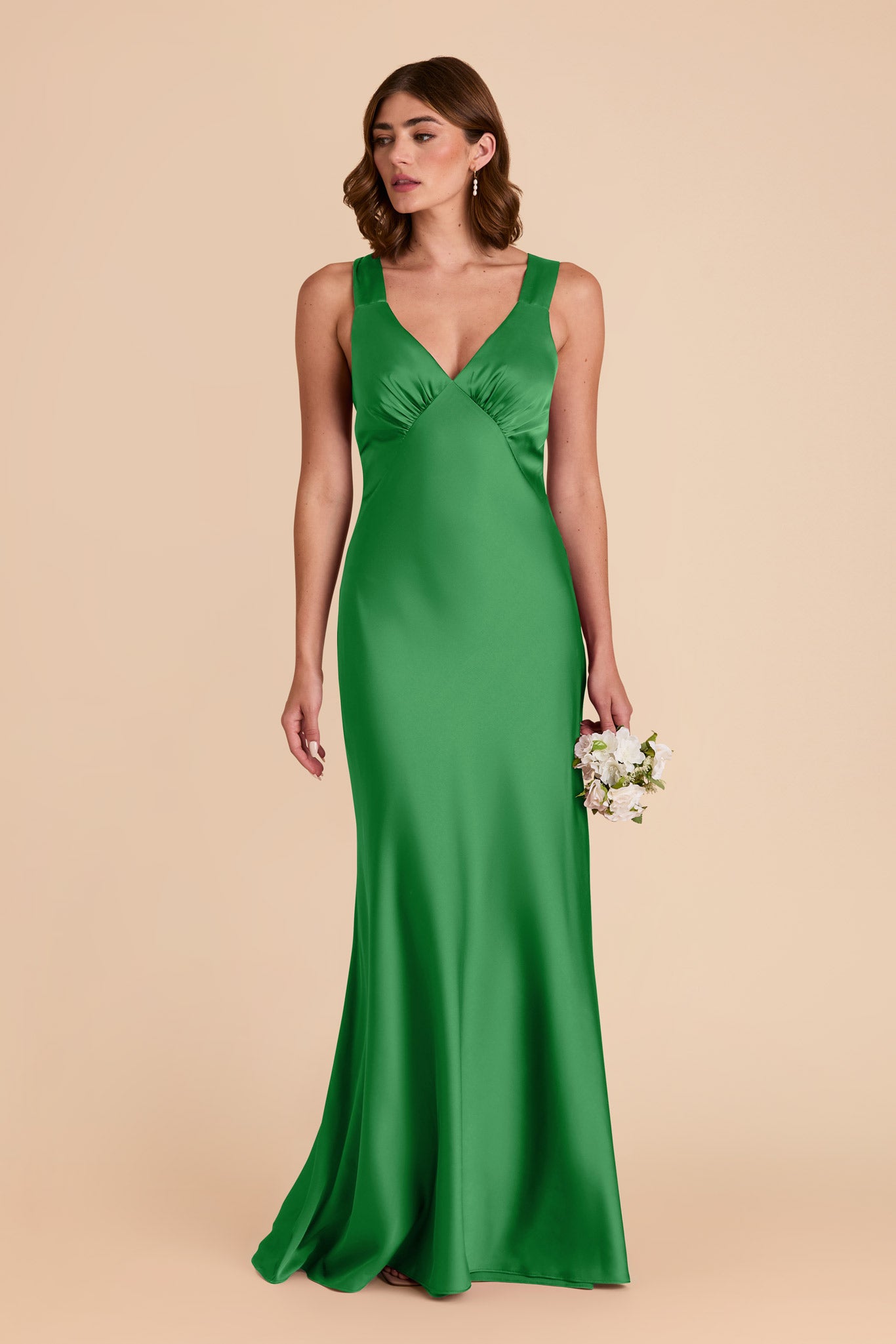 Kelly Green Veronica Matte Satin Dress by Birdy Grey