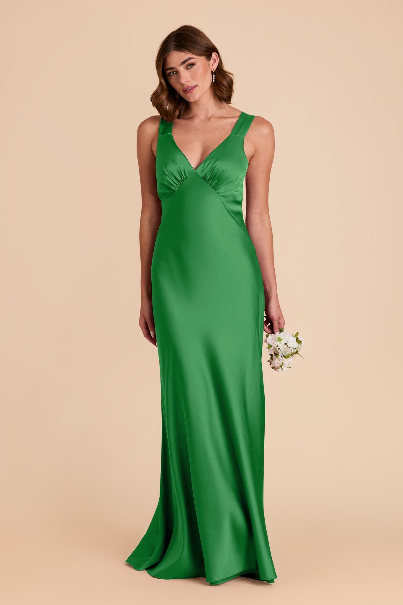 Kelly Green Veronica Matte Satin Dress by Birdy Grey