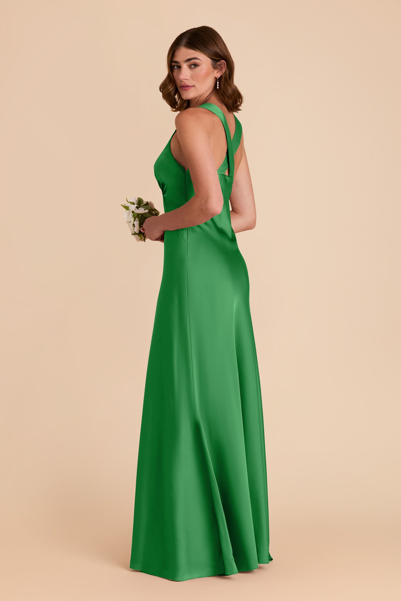 Kelly Green Veronica Matte Satin Dress by Birdy Grey