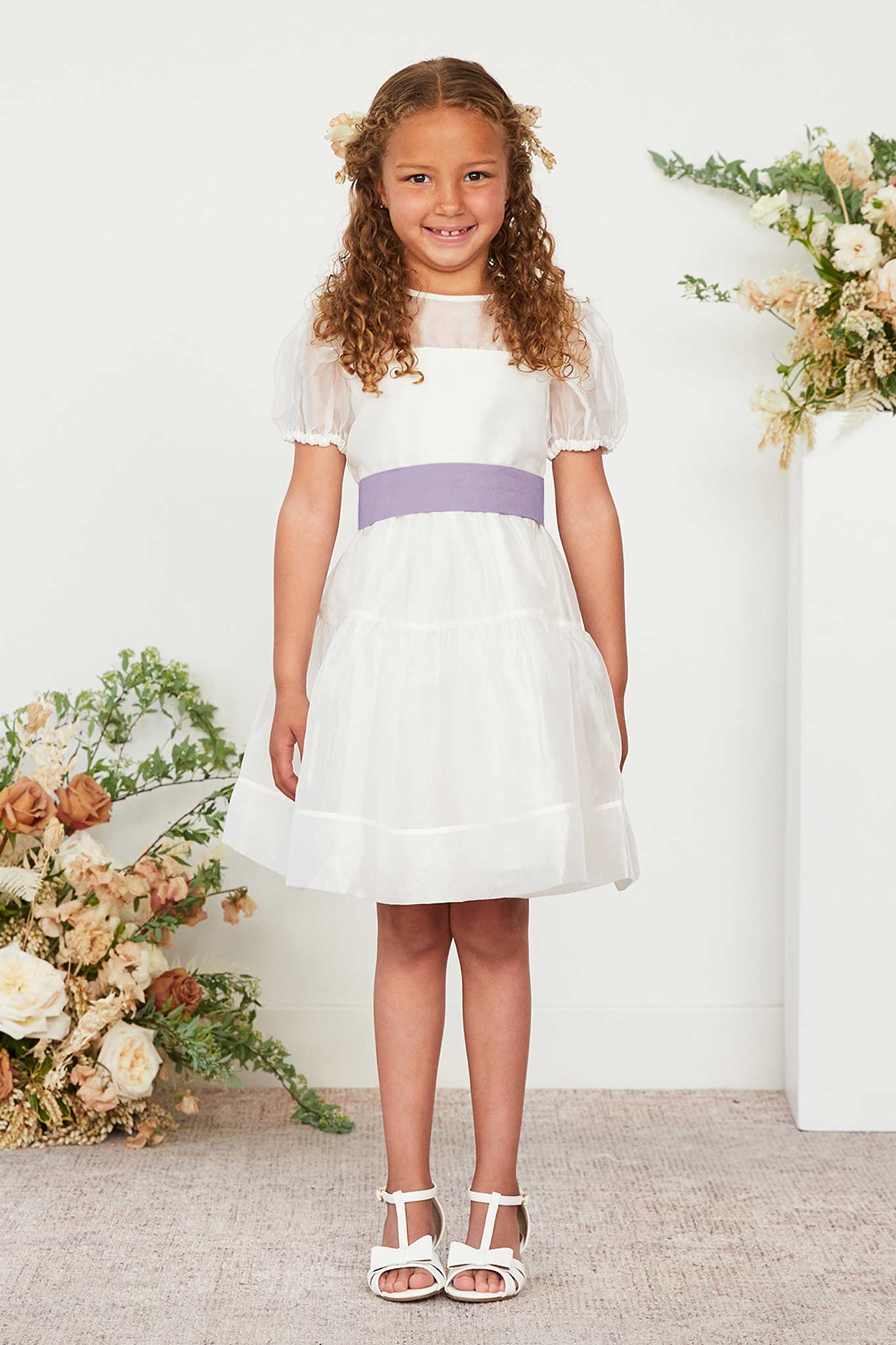 Lavender Liz Flower Girl Sash by Birdy Grey