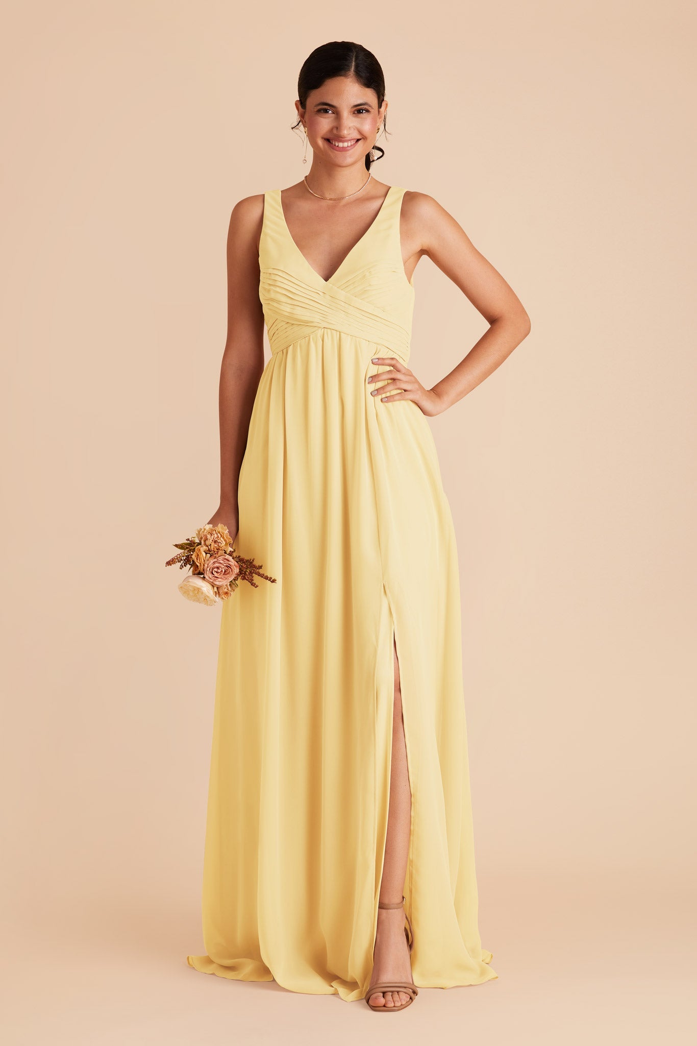 Laurie Lemon Sorbet Empire Bridesmaid Dress Birdy Grey