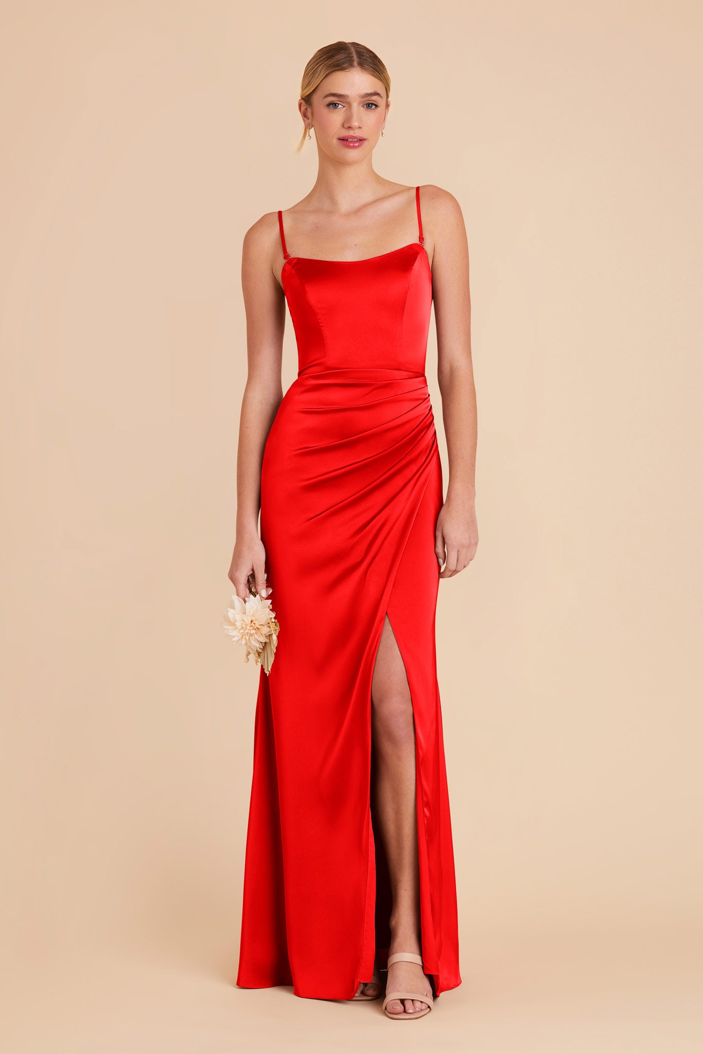 Lipstick Red Anne Matte Satin Dress by Birdy Grey