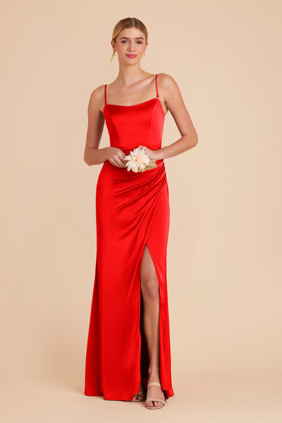 Lipstick Red Anne Matte Satin Dress by Birdy Grey