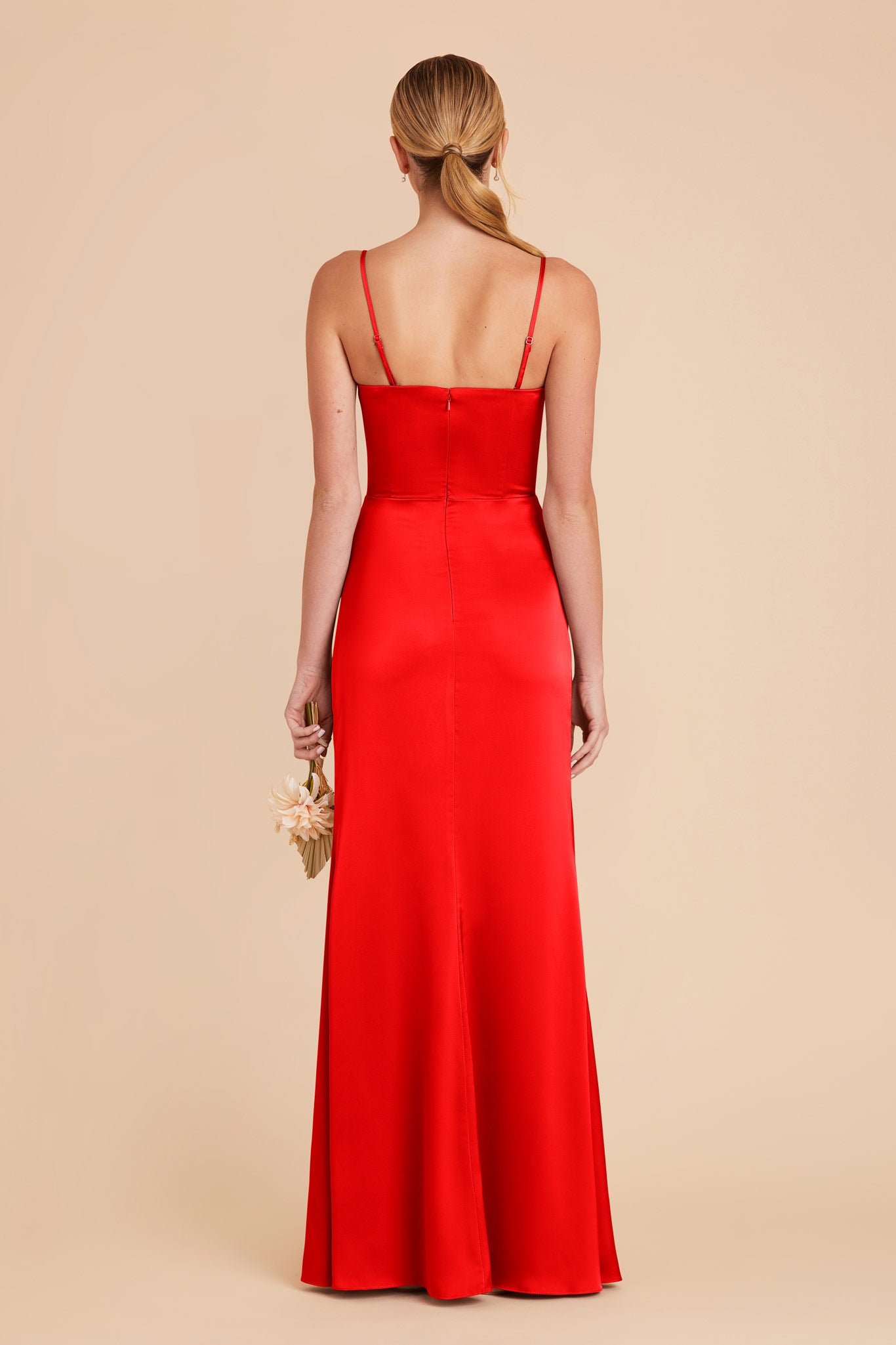 Lipstick Red Anne Matte Satin Dress by Birdy Grey