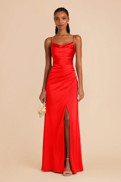 Lipstick Red Lydia Matte Satin Dress by Birdy Grey