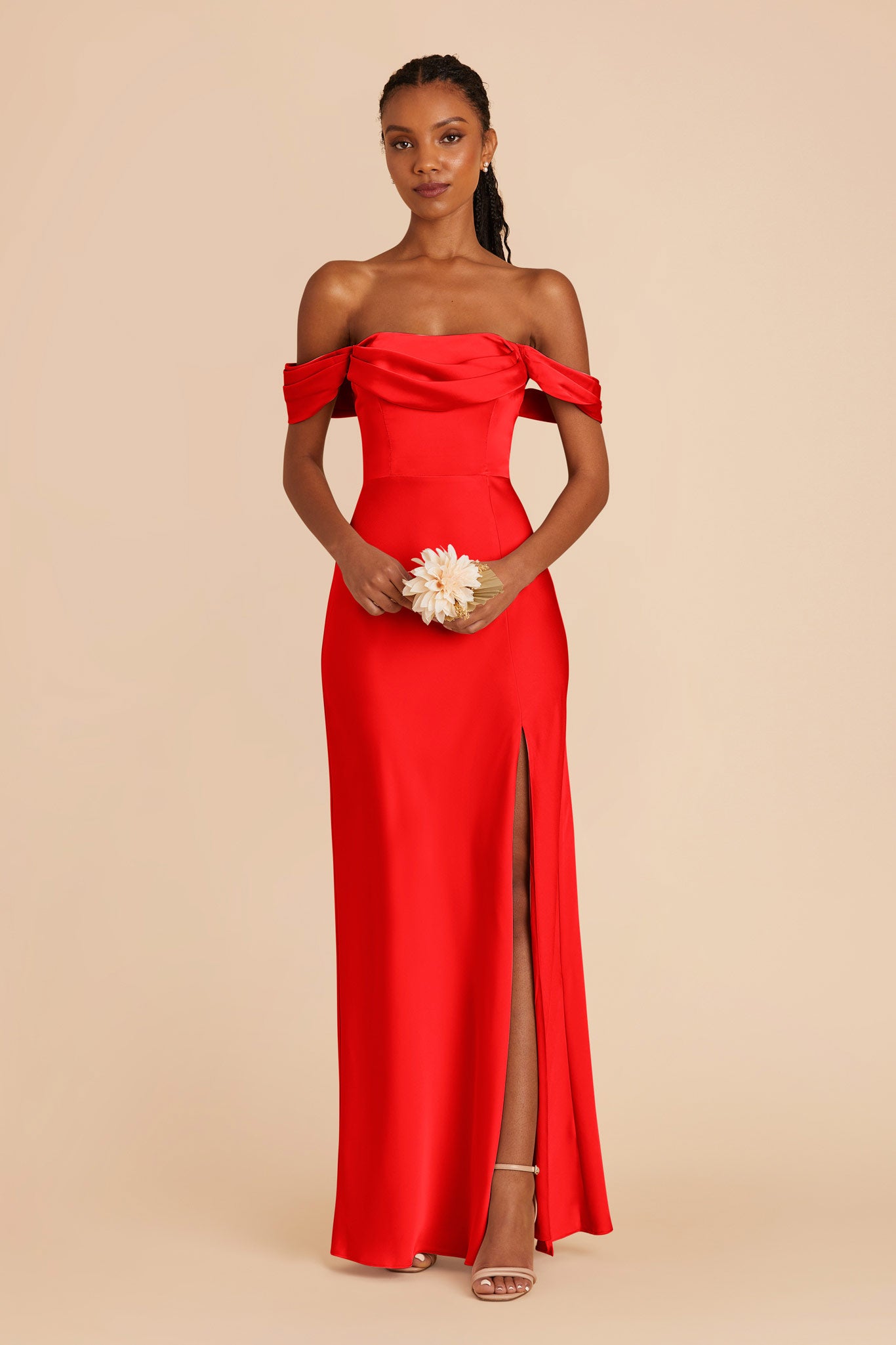 Lipstick Red Mia Matte Satin Convertible Dress by Birdy Grey