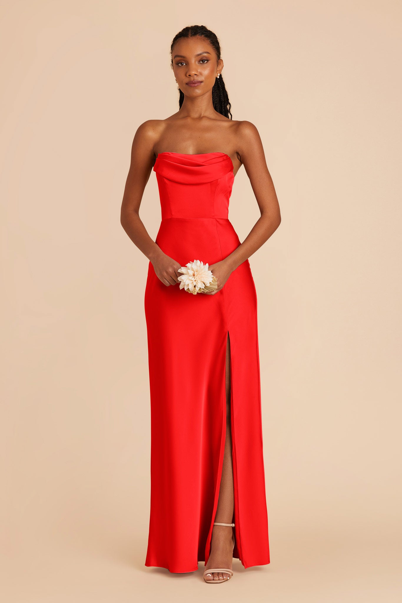 Lipstick Red Mia Matte Satin Convertible Dress by Birdy Grey