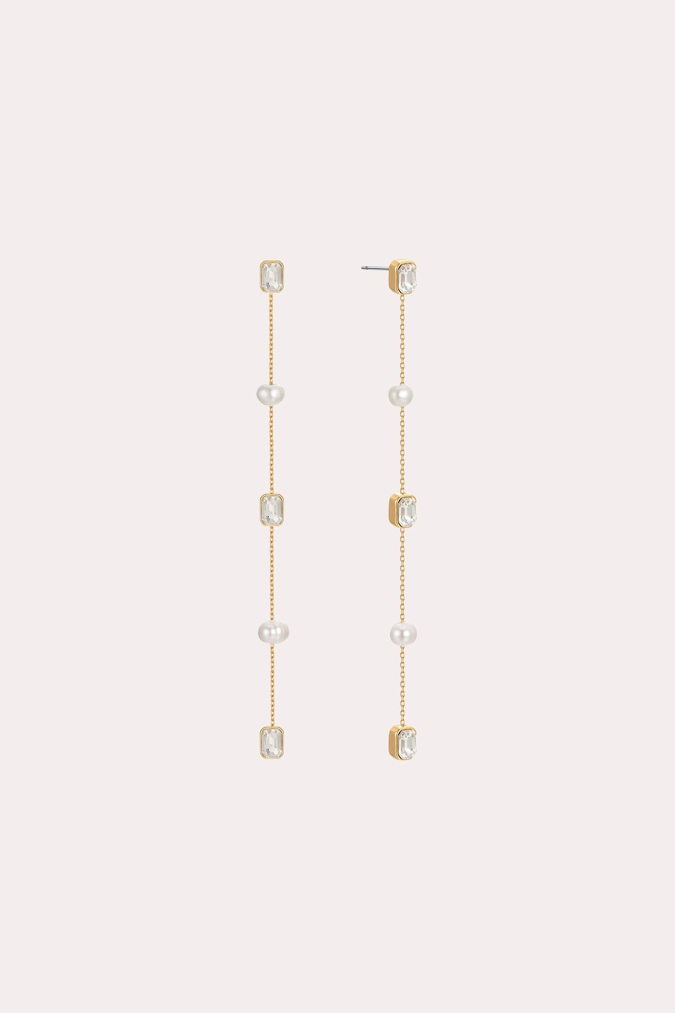 Pearl Marbella and Crystal Linear Drop Earrings by Birdy Grey