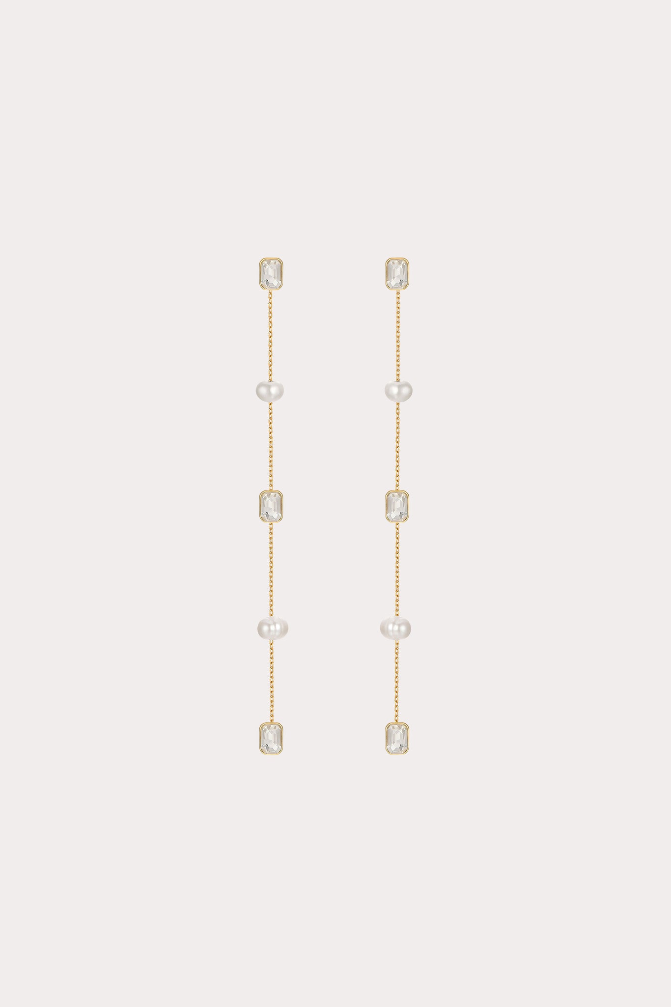 Pearl Marbella and Crystal Linear Drop Earrings by Birdy Grey