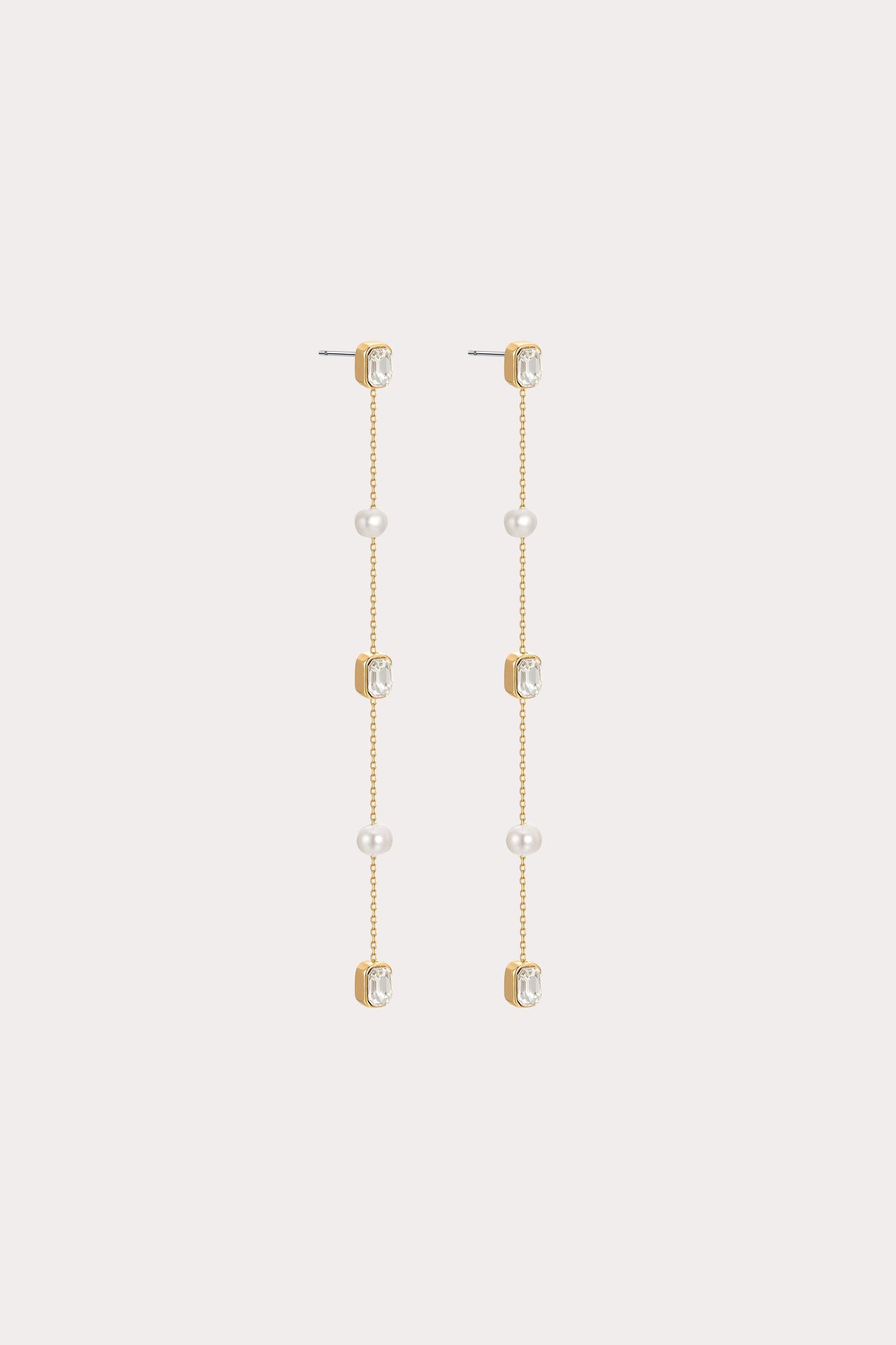 Pearl Marbella and Crystal Linear Drop Earrings by Birdy Grey