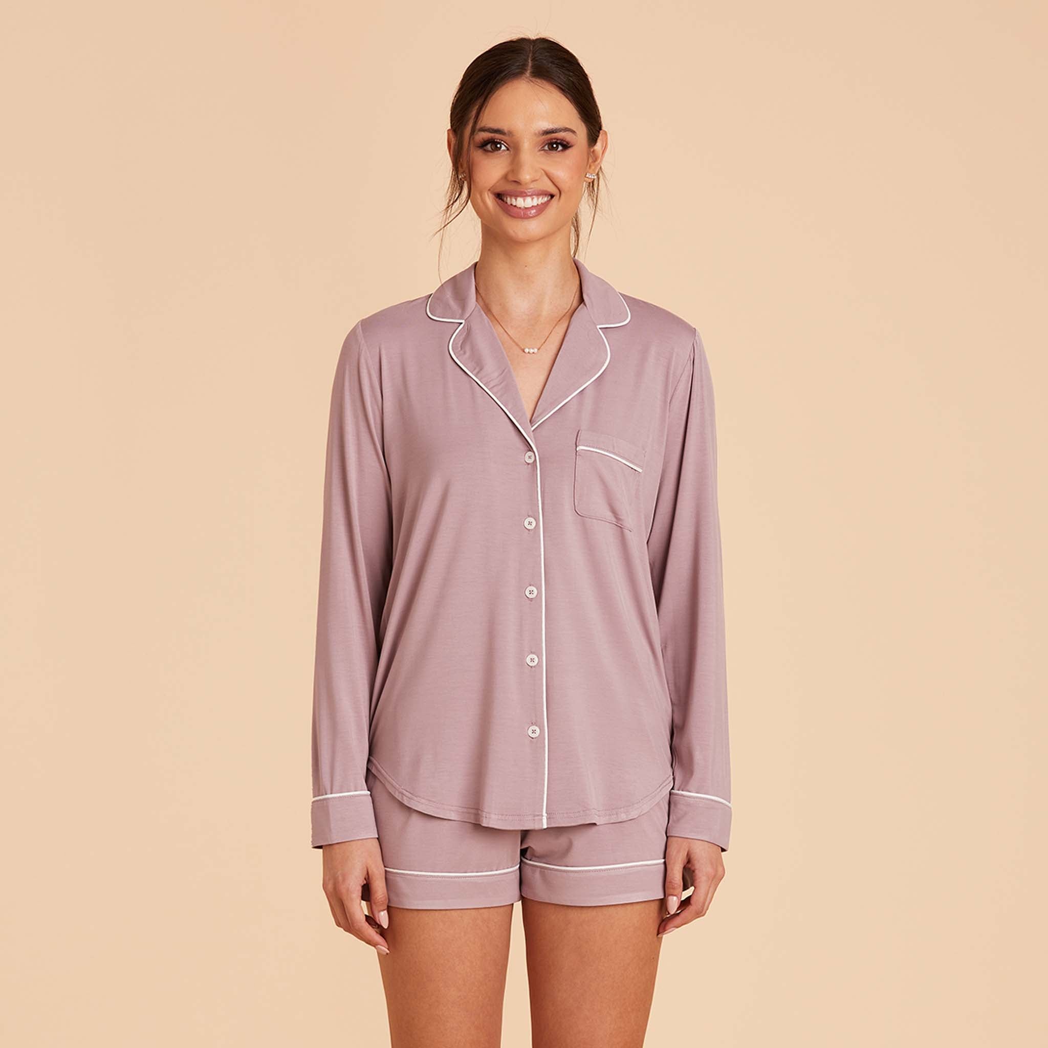 Jonny Long Sleeve Pajama Set - Mauve | Birdy Grey