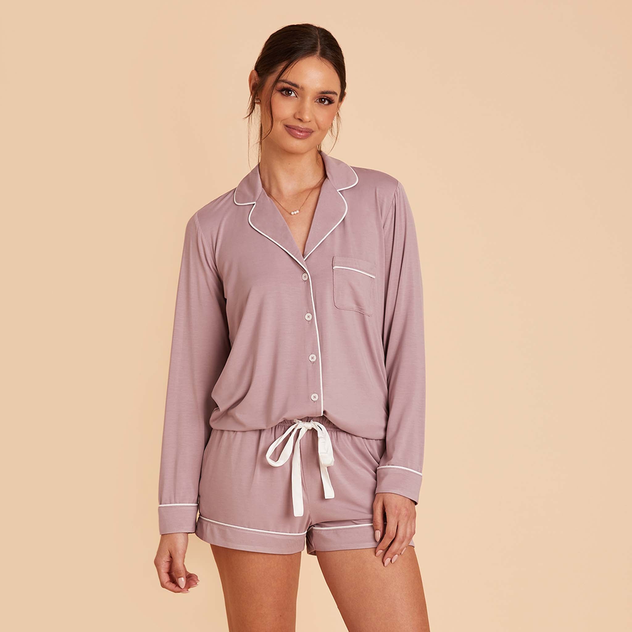 Jonny Long Sleeve Pajama Set - Mauve | Birdy Grey