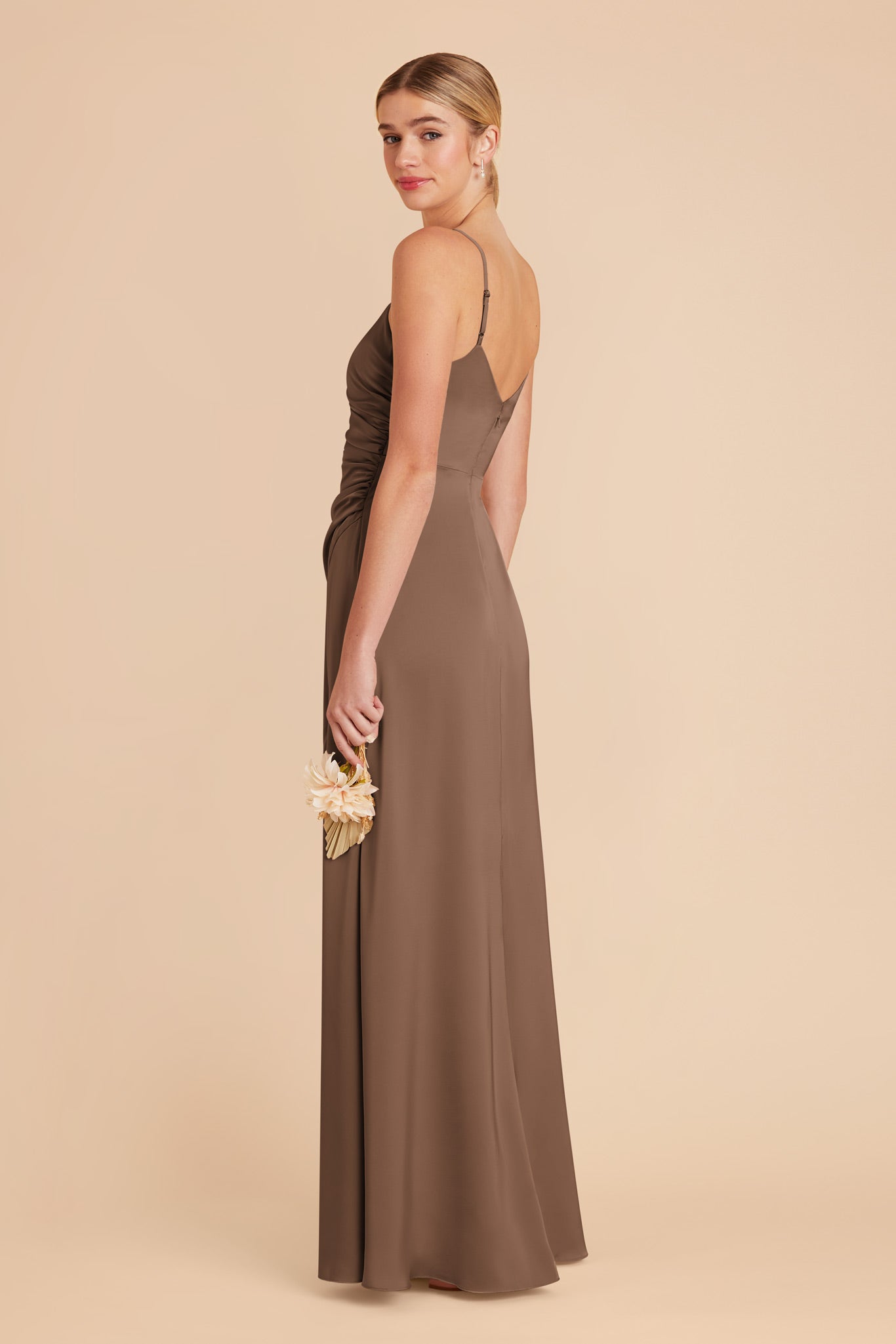 Mocha Catherine Matte Satin Dress by Birdy Grey