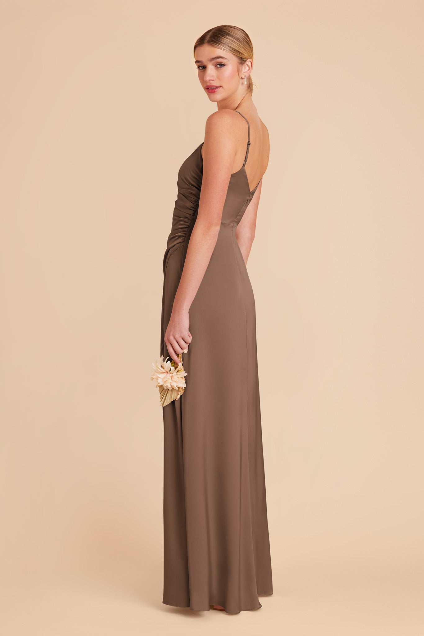 Mocha Catherine Matte Satin Dress by Birdy Grey