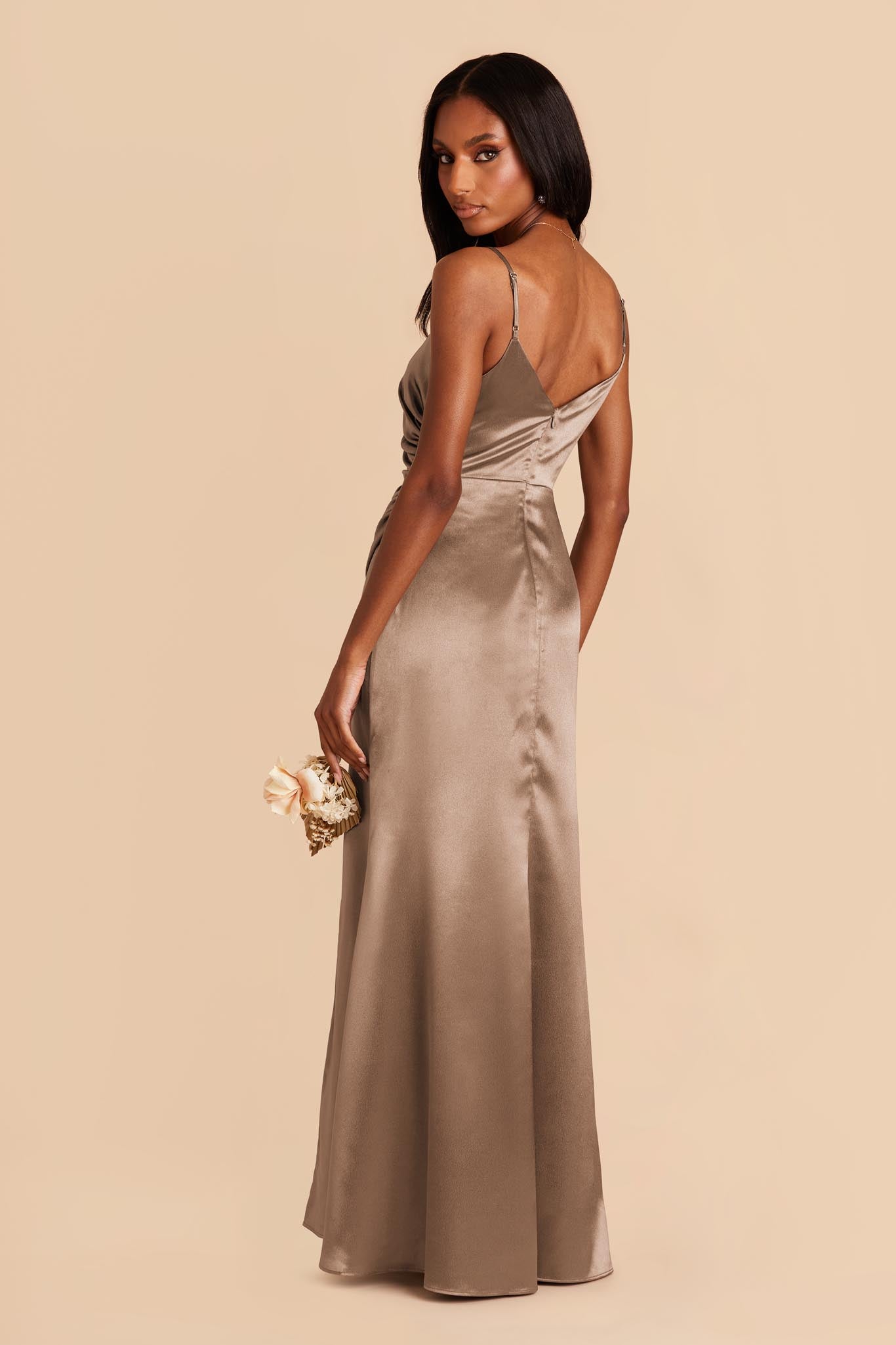 Catherine Mocha Satin Mermaid Bridesmaid Dress | Birdy Grey