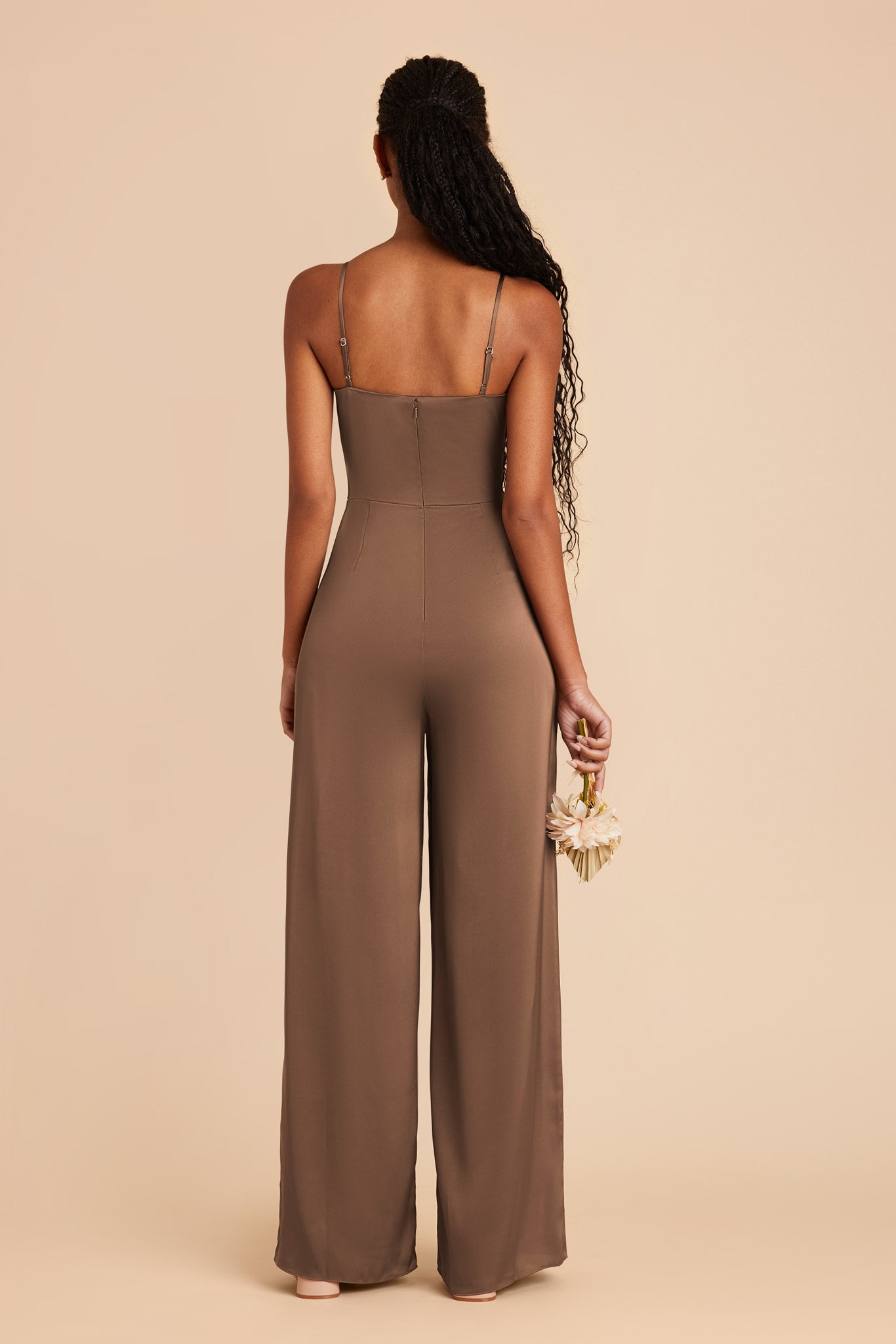 Mocha Donna Matte Satin Jumpsuit by Birdy Grey