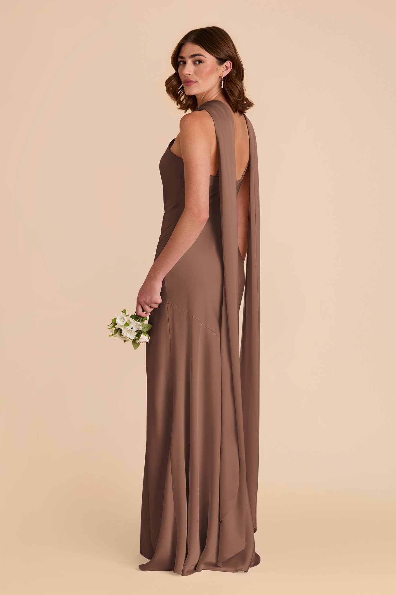 Mocha Eileen Matte Satin Dress by Birdy Grey