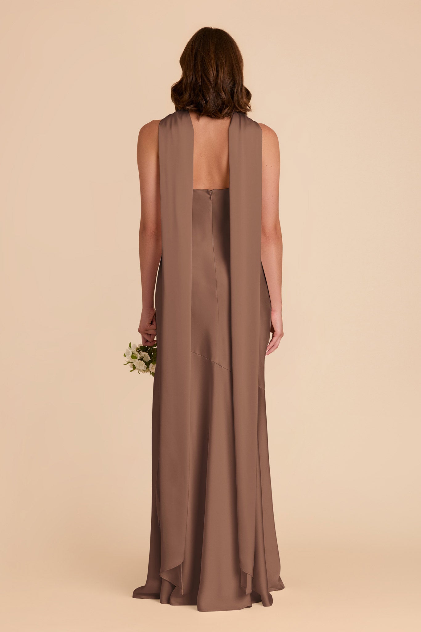 Mocha Eileen Matte Satin Dress by Birdy Grey