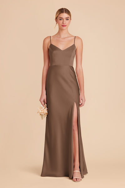 Mocha Jay Matte Satin Dress by Birdy Grey