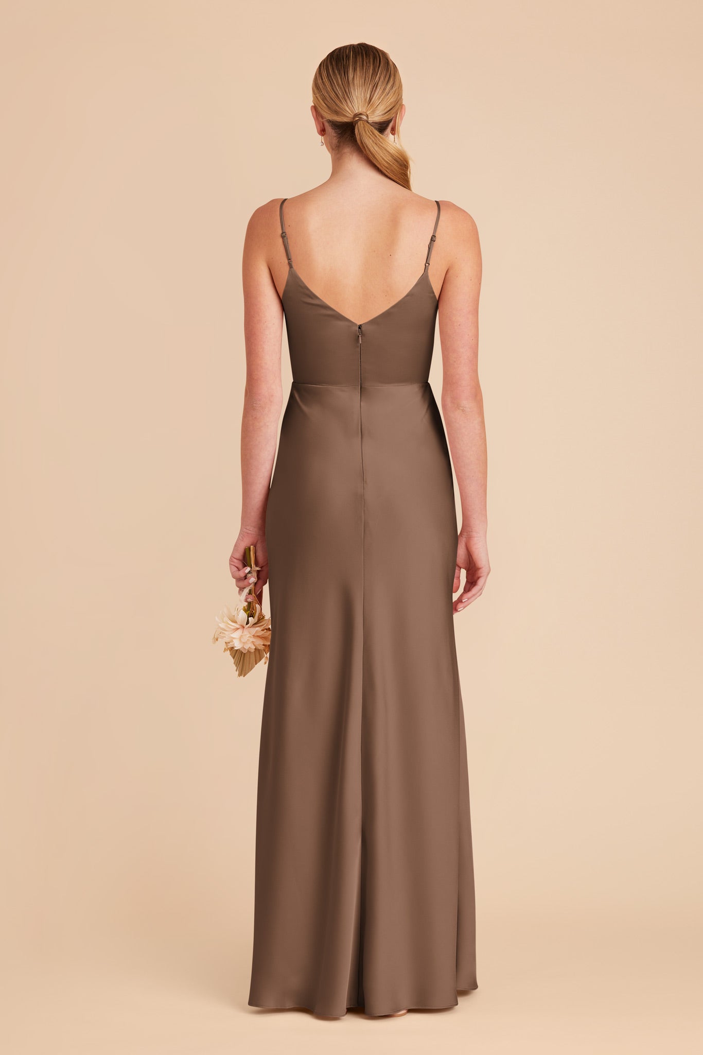 Mocha Jay Matte Satin Dress by Birdy Grey