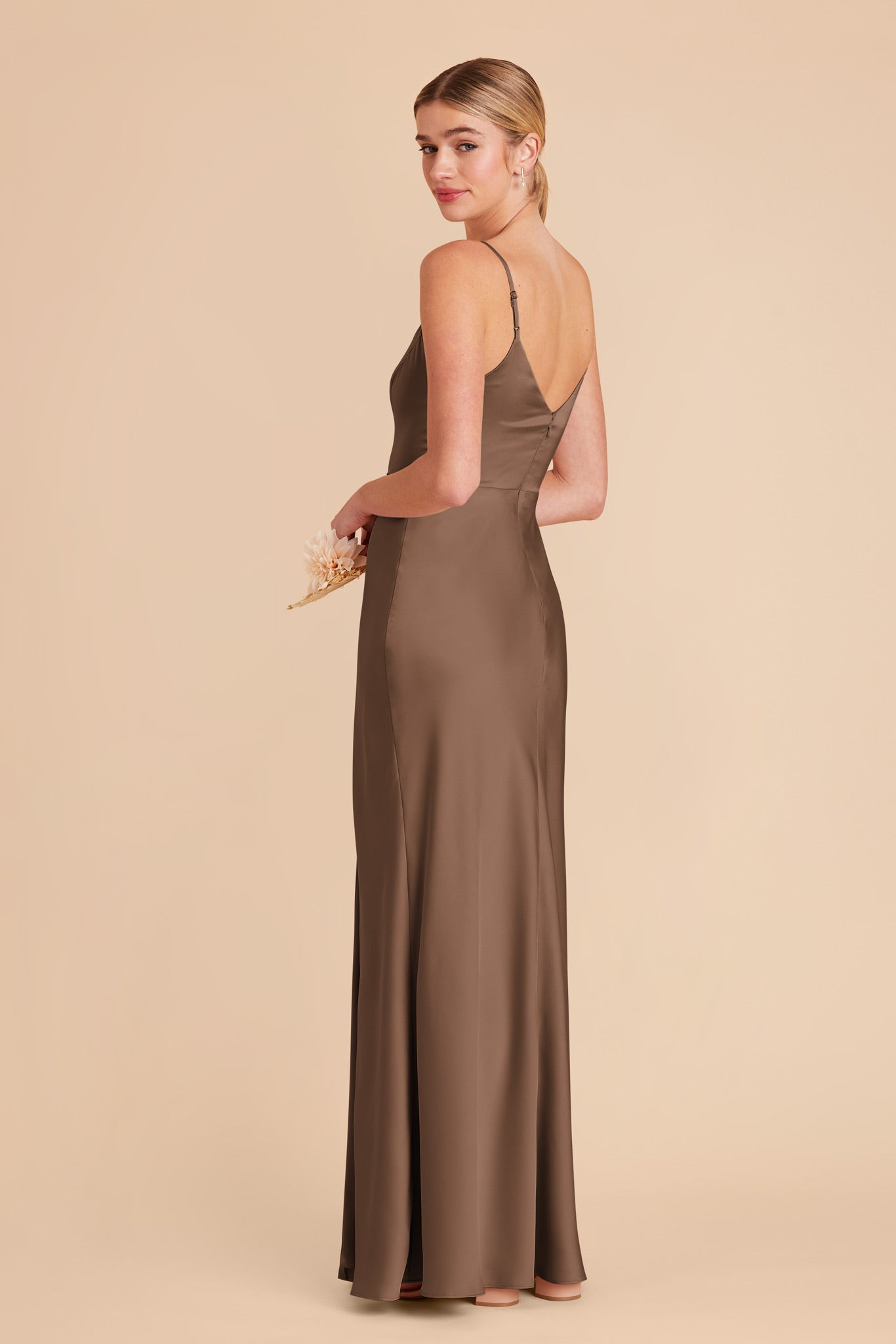 Mocha Jay Matte Satin Dress by Birdy Grey