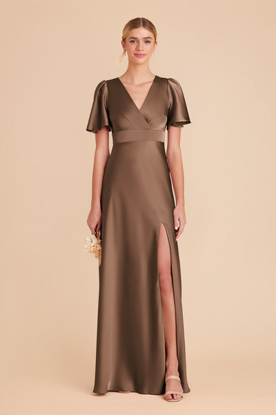 Mocha Marni Matte Satin Dress by Birdy Grey