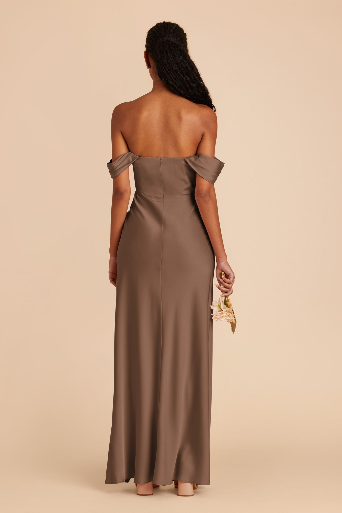 Mocha Mia Convertible Matte Satin Dress by Birdy Grey