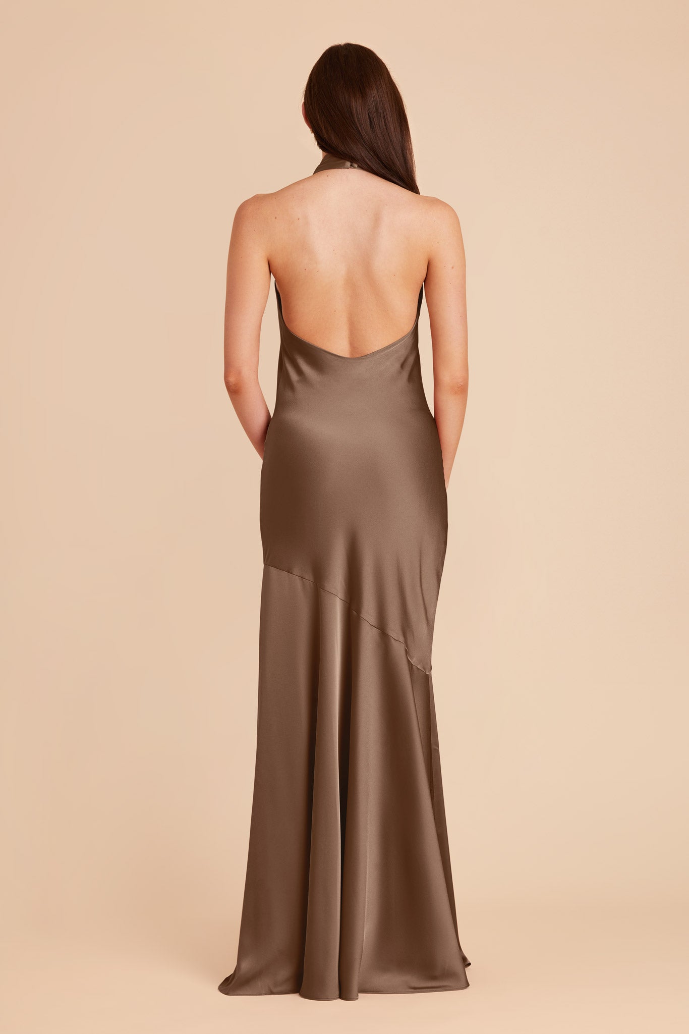 Mocha Stephanie Matte Satin Dress by Birdy Grey