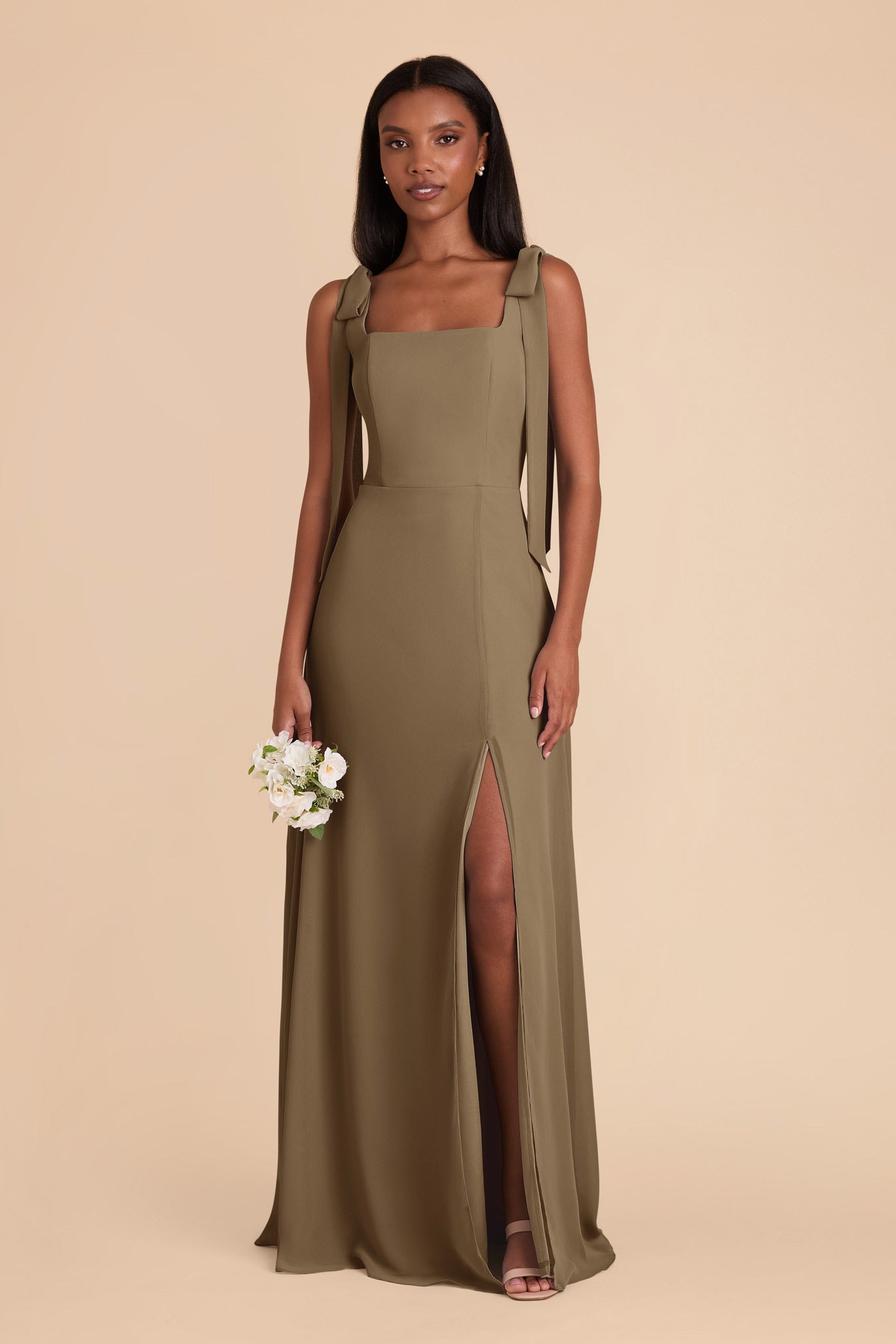 Moss Green Alex Convertible Chiffon Dress by Birdy Grey