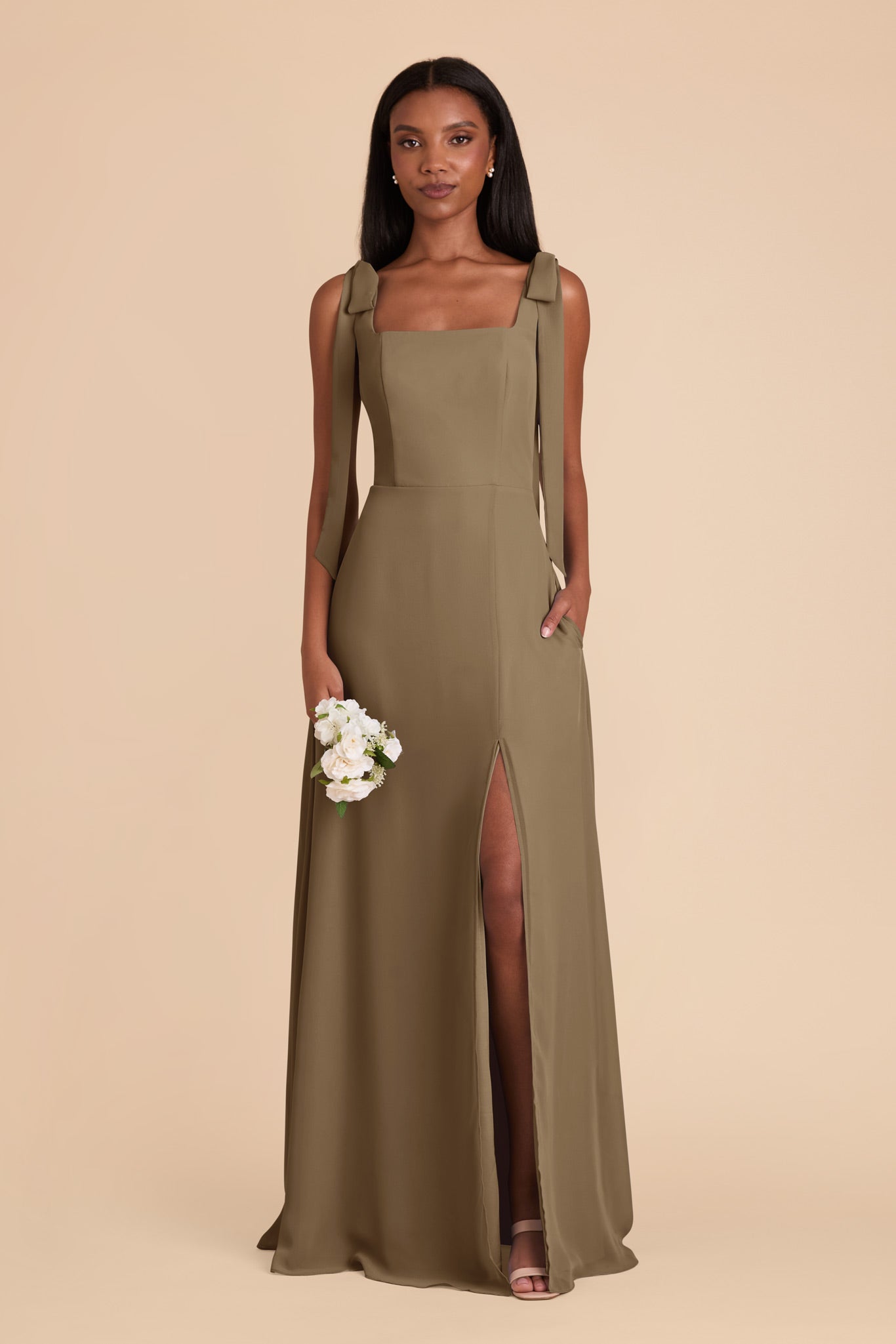 Moss Green Alex Convertible Chiffon Dress by Birdy Grey