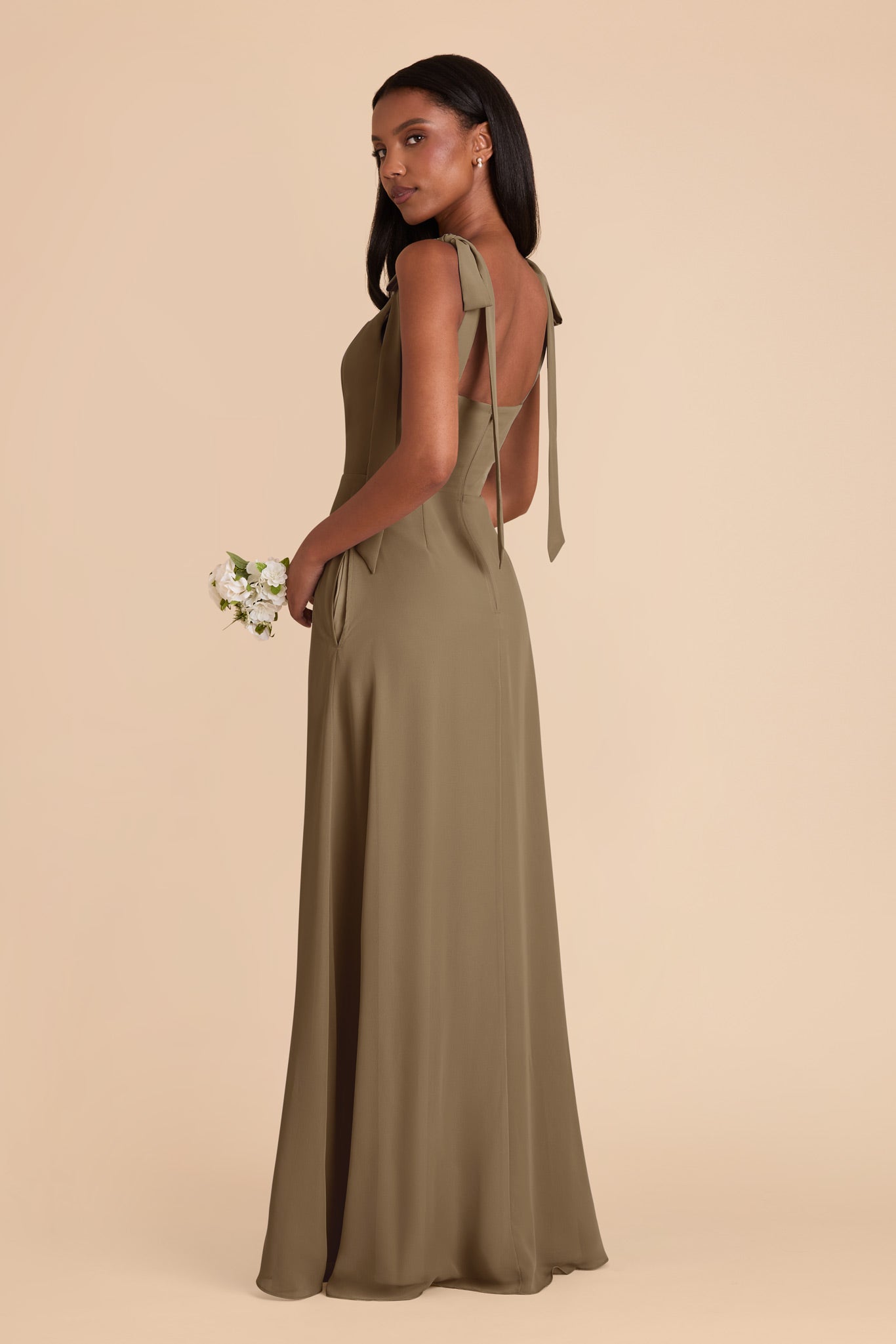 Moss Green Alex Convertible Chiffon Dress by Birdy Grey