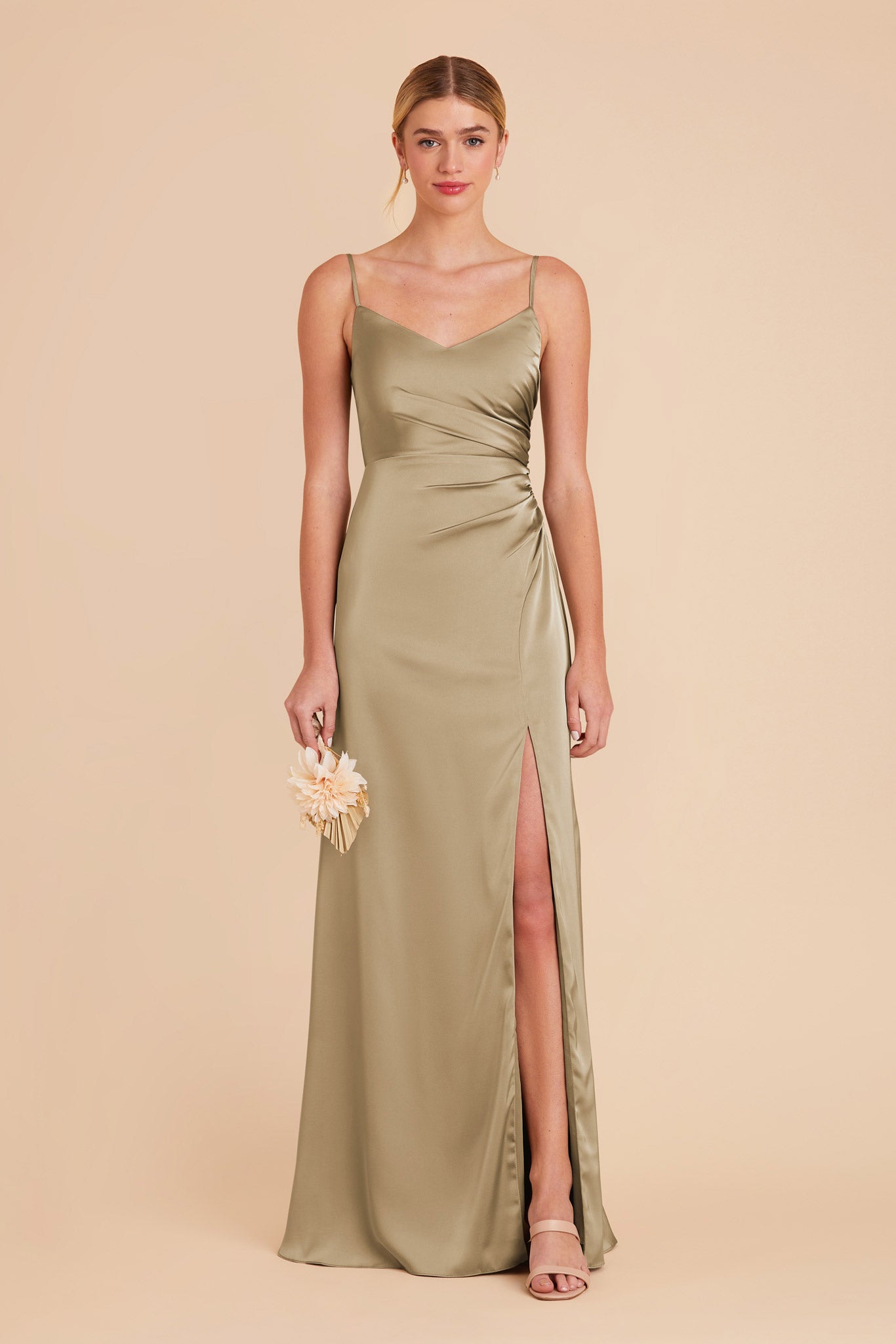 Moss Green Catherine Matte Satin Dress by Birdy Grey