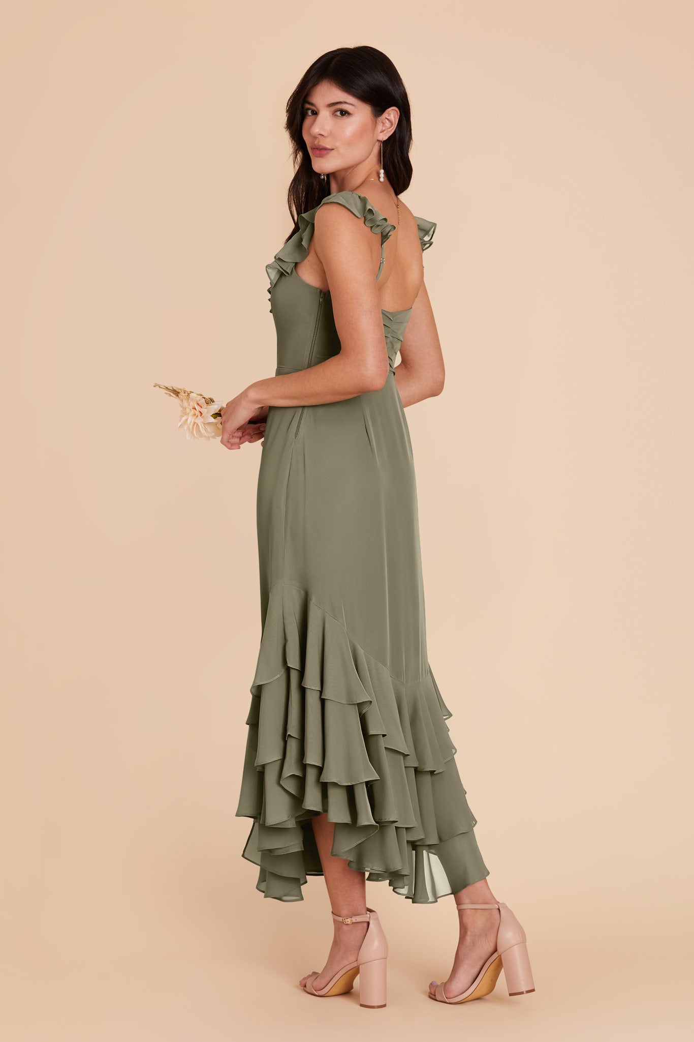 Moss Green Ginny Chiffon Dress by Birdy Grey