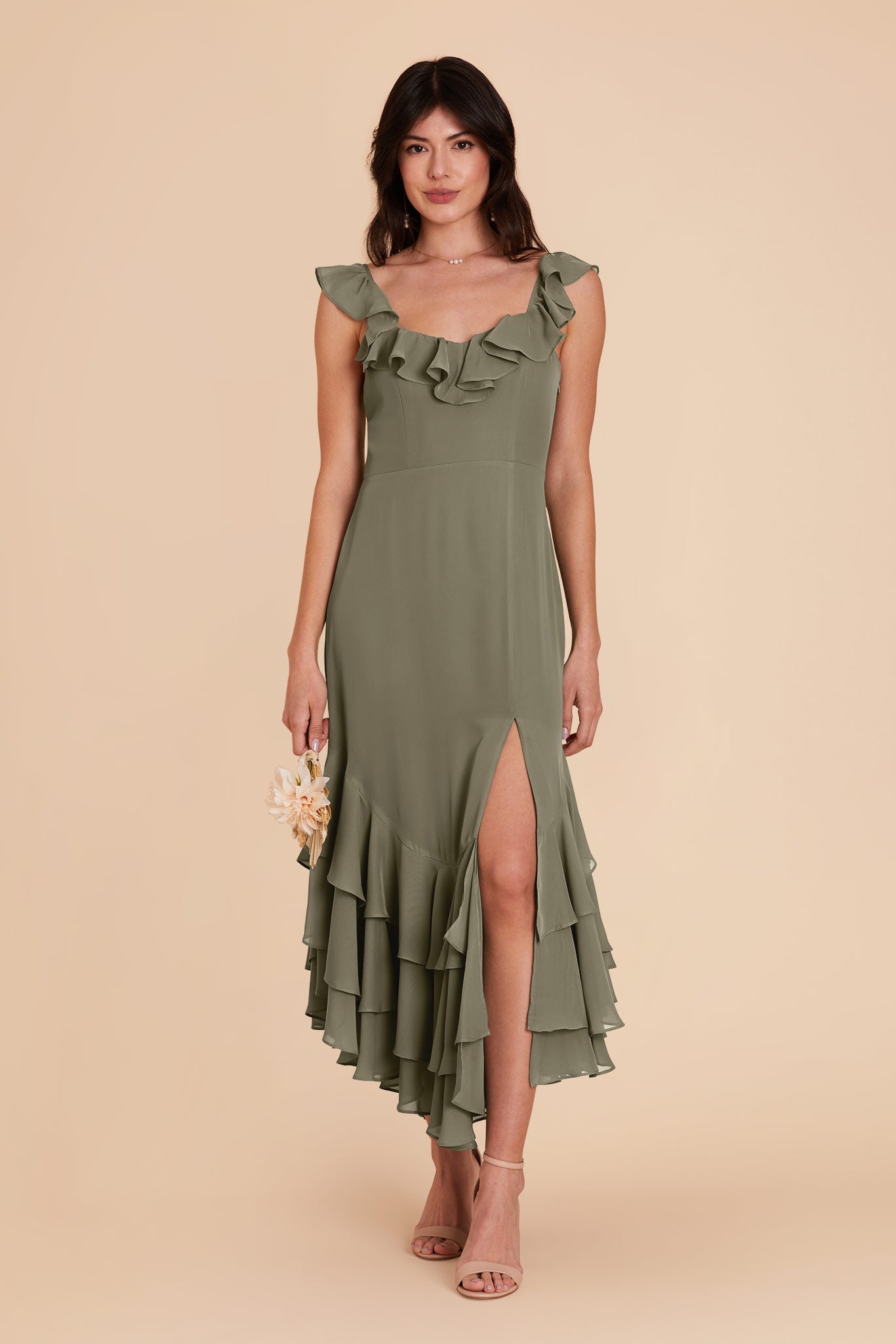 Moss Green Ginny Chiffon Dress by Birdy Grey