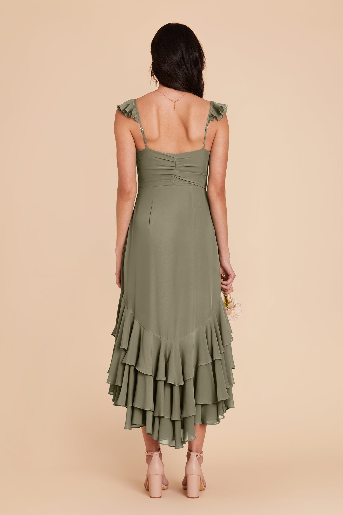 Moss Green Ginny Chiffon Dress by Birdy Grey