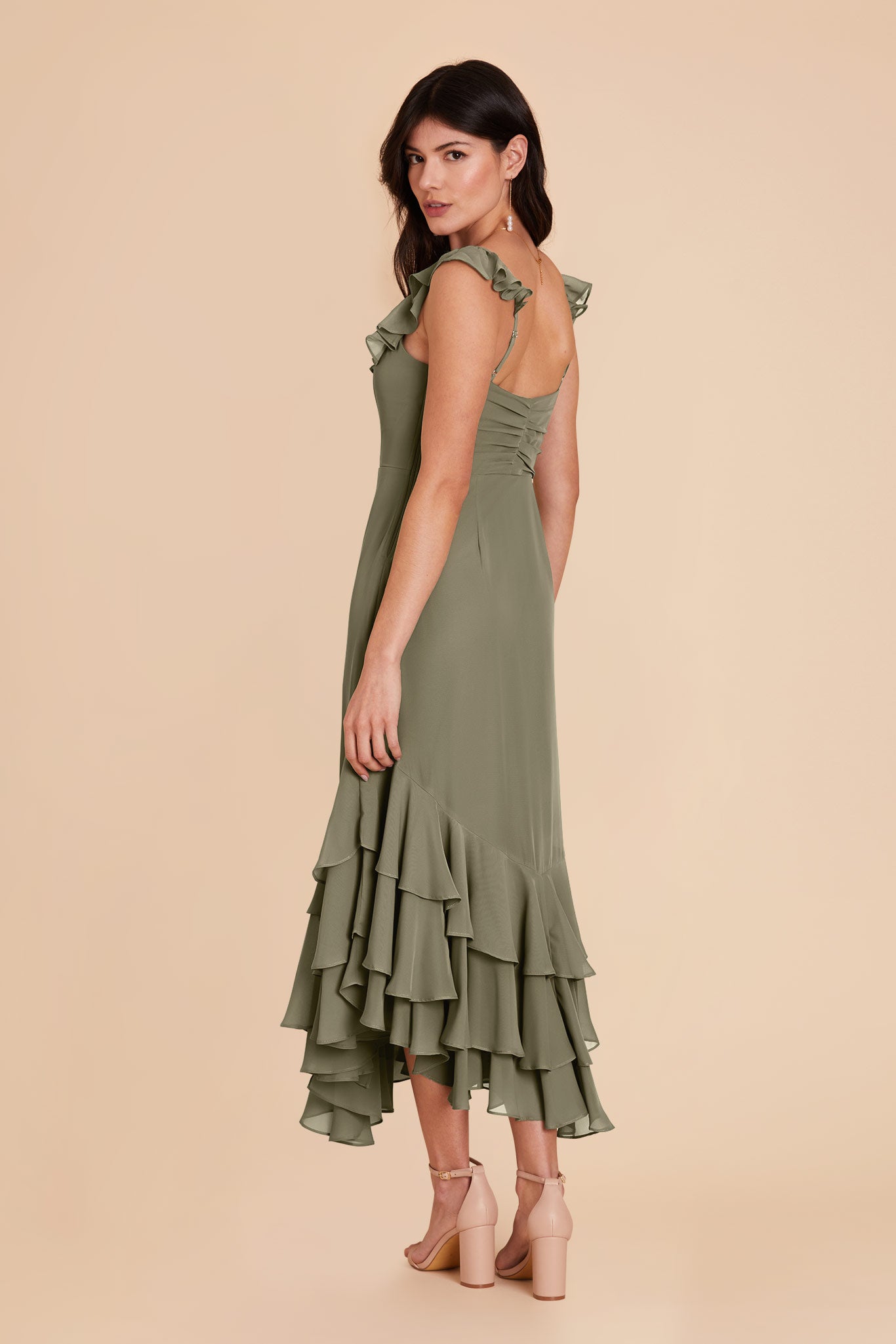 Moss Green Ginny Chiffon Dress by Birdy Grey