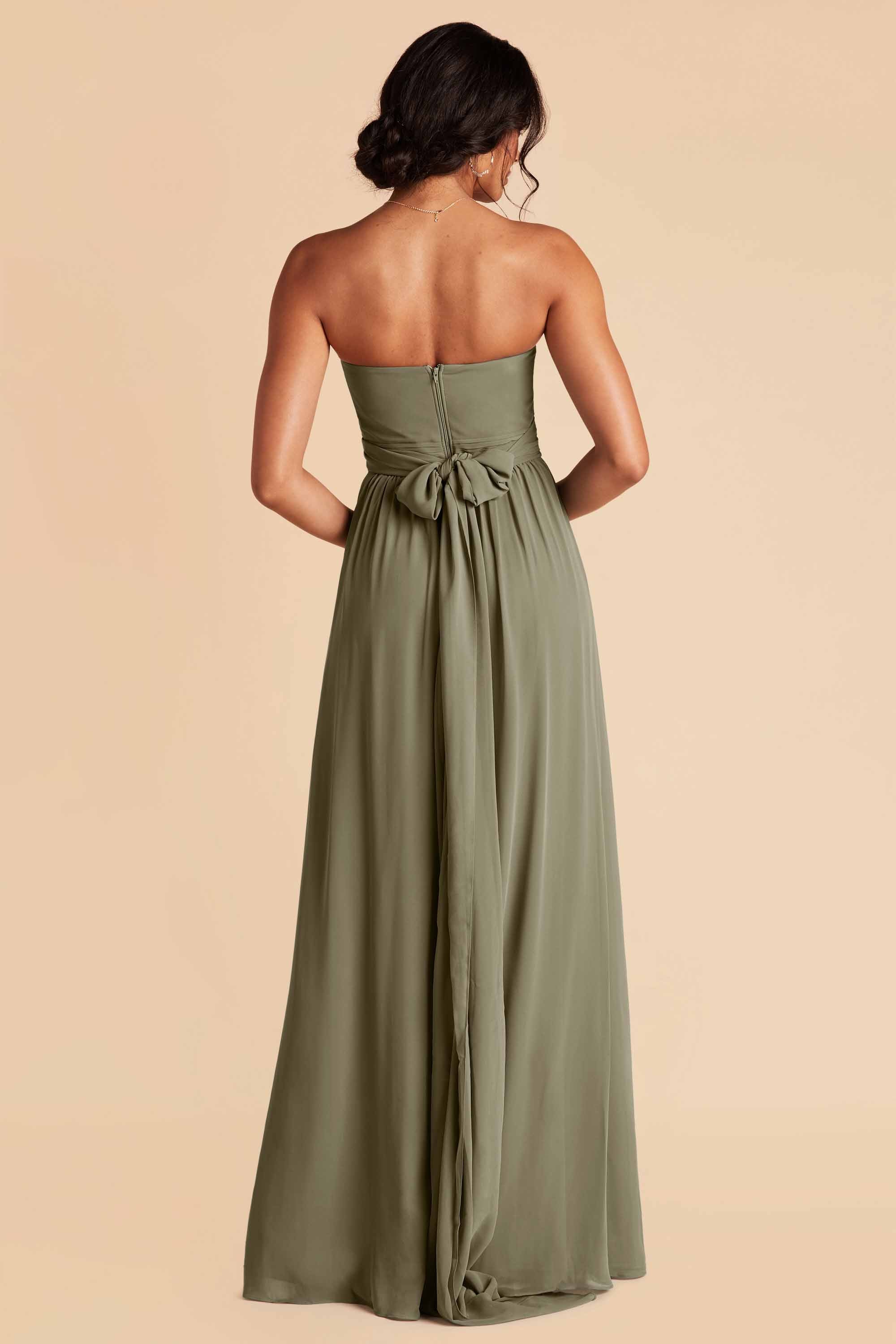 Grace convertible bridesmaid dress in Moss Green Chiffon by Birdy Grey