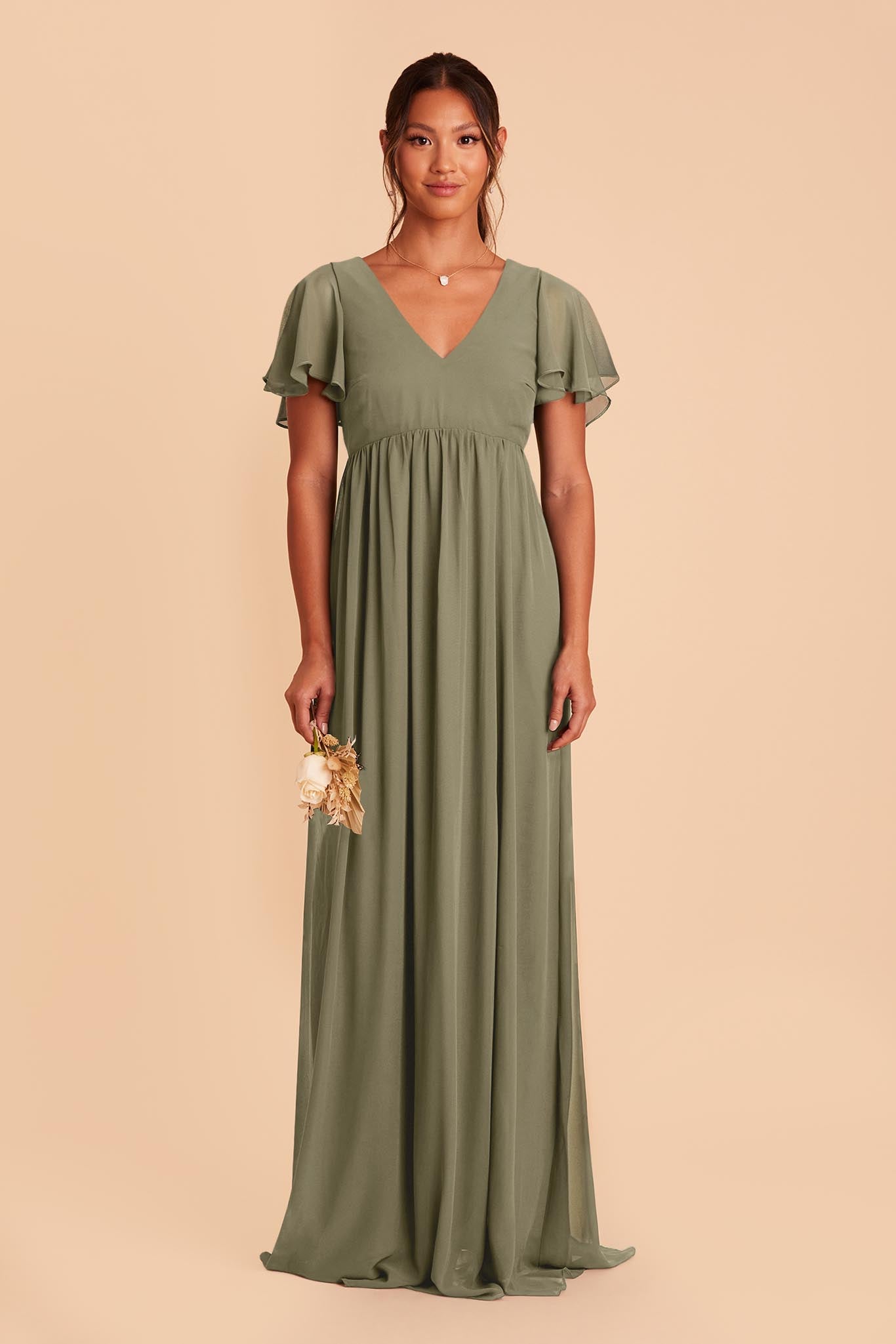 Moss Green Hannah Empire Dress by Birdy Grey