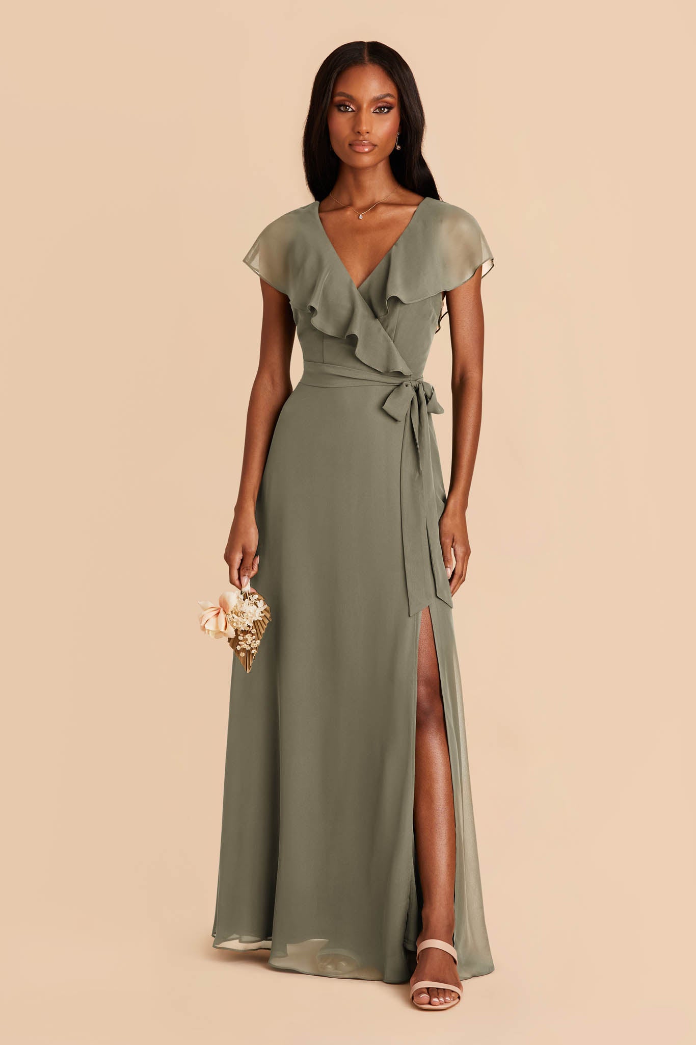 Long Green Chiffon Dress