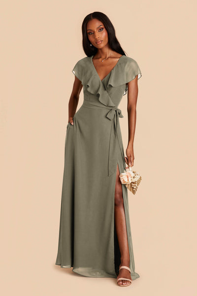 Moss Green Jackson Chiffon Dress by Birdy Grey