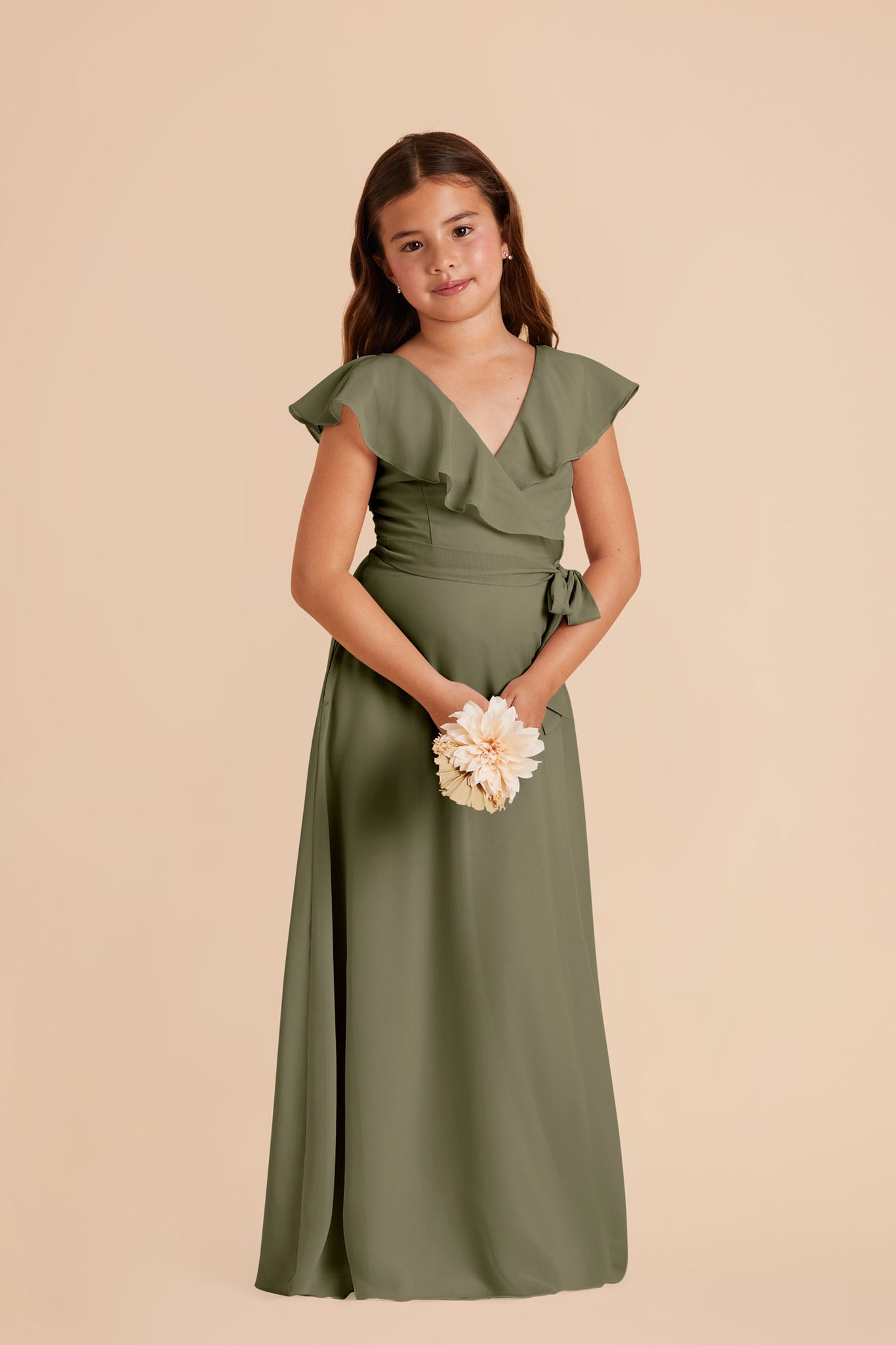 Jax Moss Green Junior Chiffon Bridesmaid Dress Birdy Grey