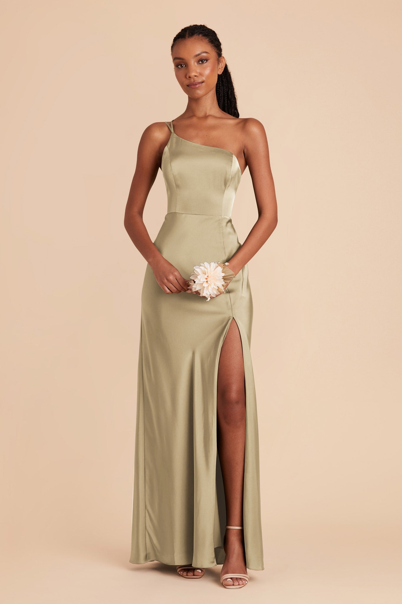 Moss Green Kensie Matte Satin Dress by Birdy Grey