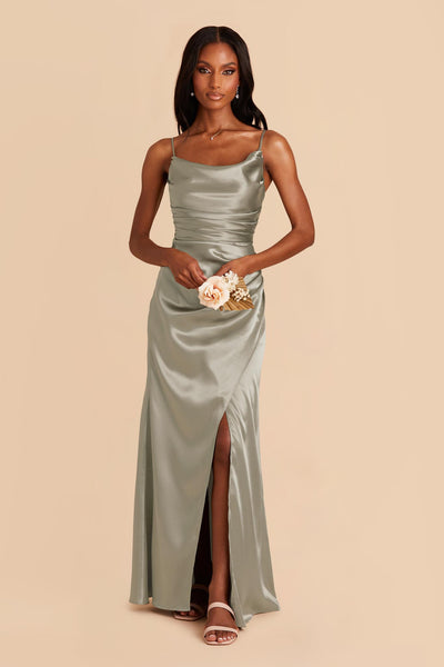 Silver green bridesmaid dresses sales