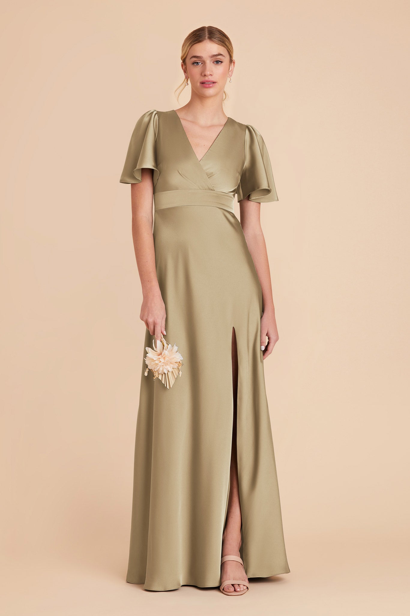 Moss Green Marni Matte Satin Dress by Birdy Grey