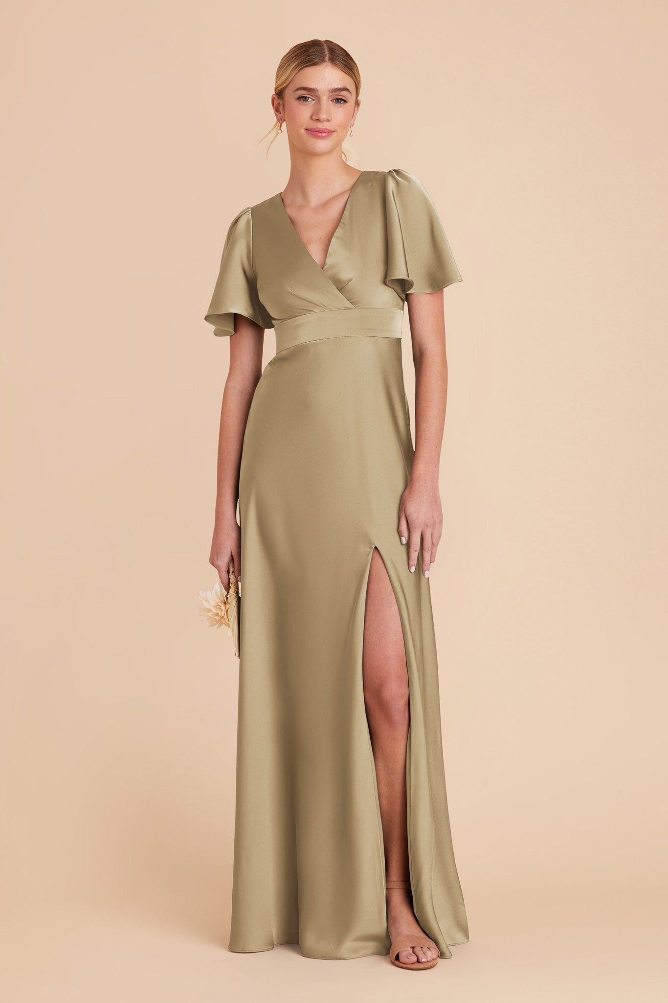 Moss Green Marni Matte Satin Dress by Birdy Grey