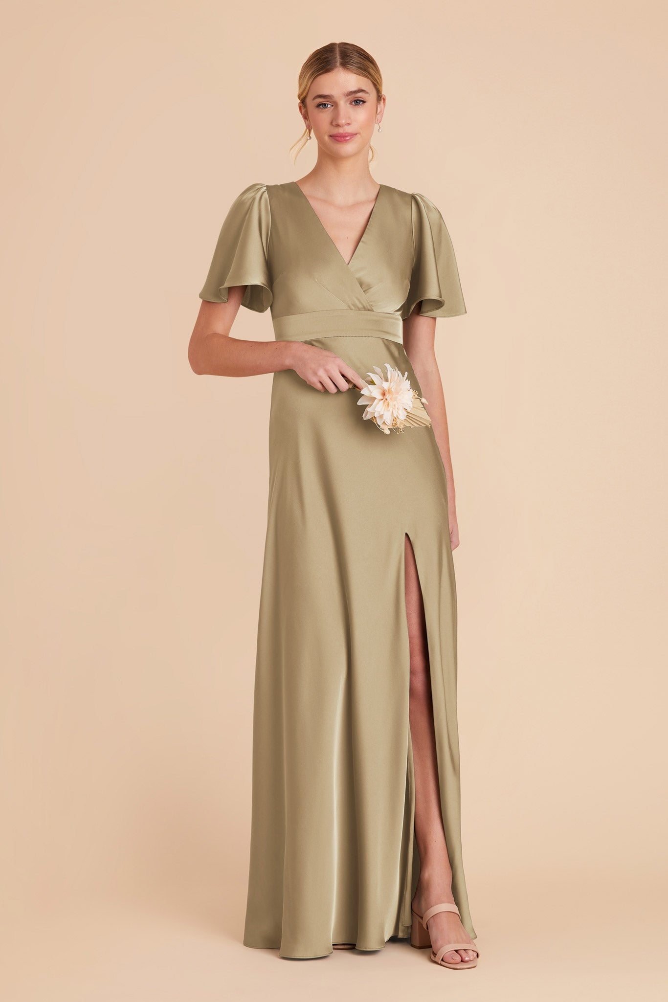 Moss Green Marni Matte Satin Dress by Birdy Grey