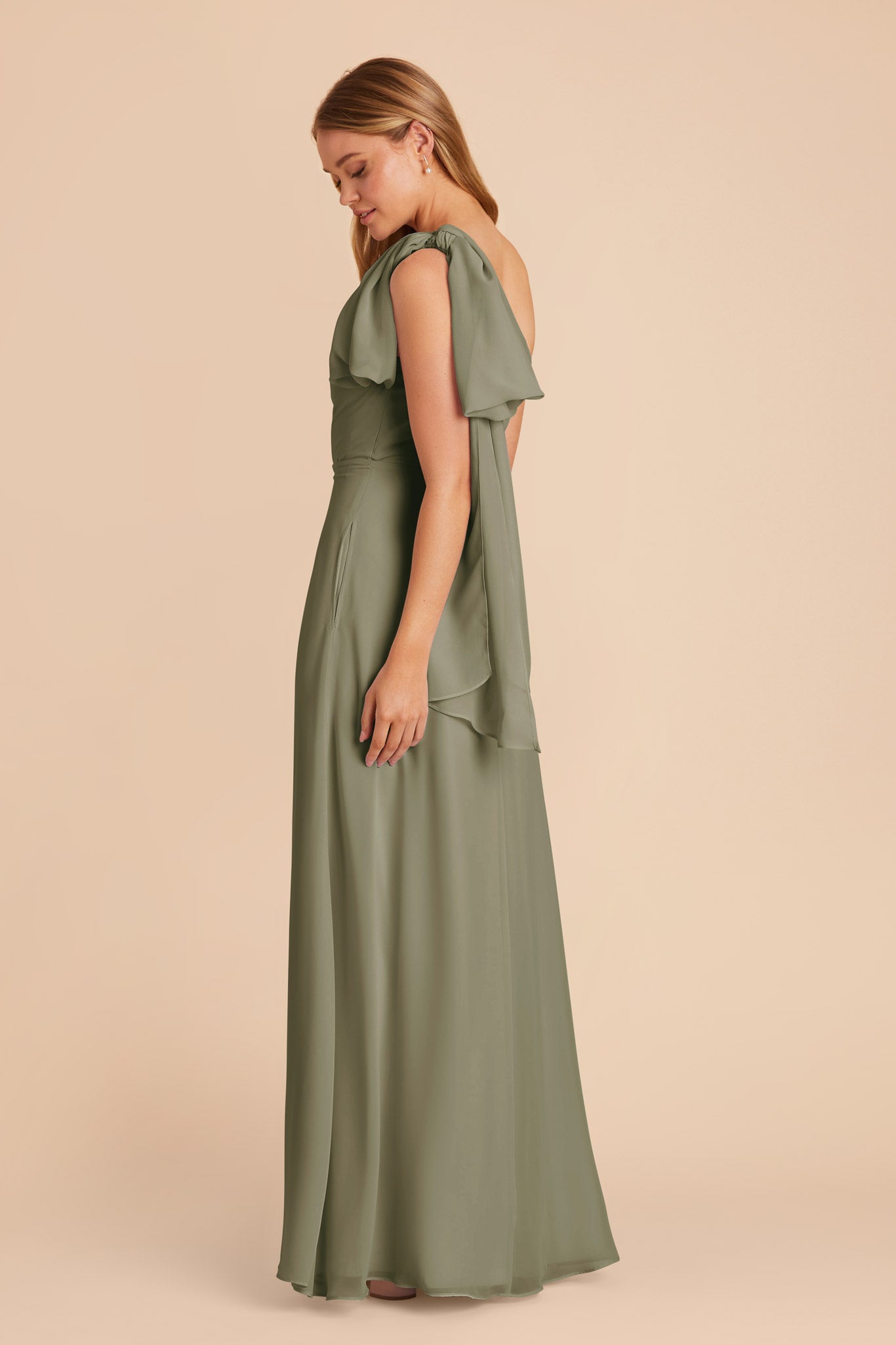 Moss Green Melissa Chiffon Dress by Birdy Grey