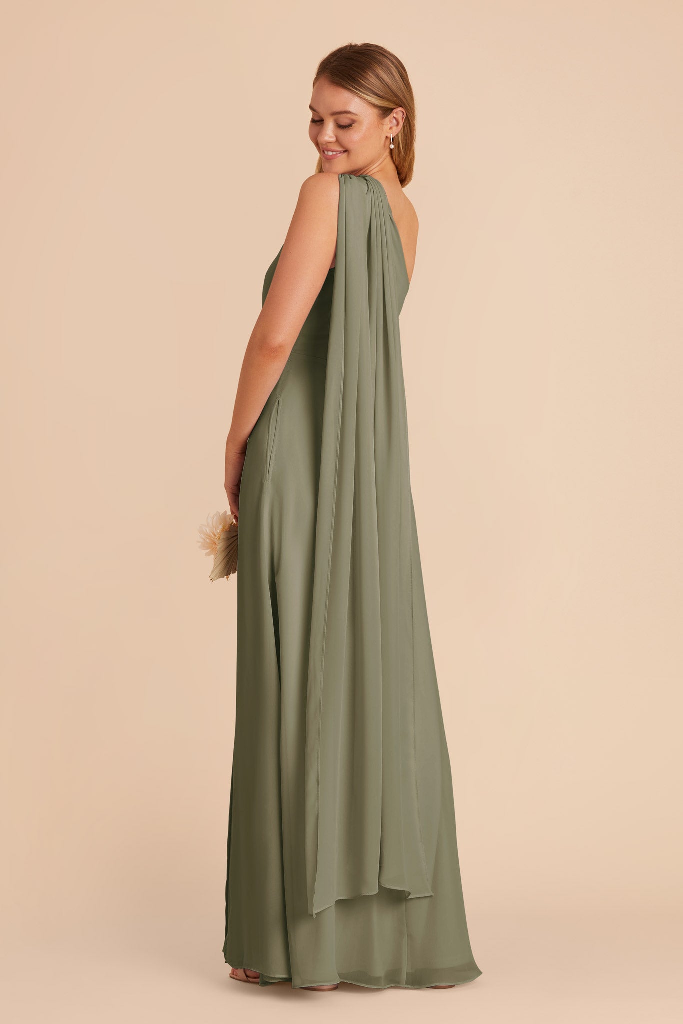 Moss Green Melissa Chiffon Dress by Birdy Grey