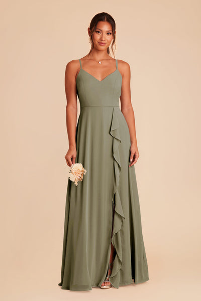 Moss Green Theresa Chiffon Dress by Birdy Grey